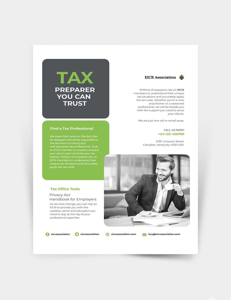 Tax Preparer Flyer Template in Word, Google Docs, Illustrator, PSD, Apple Pages, Publisher, InDesign