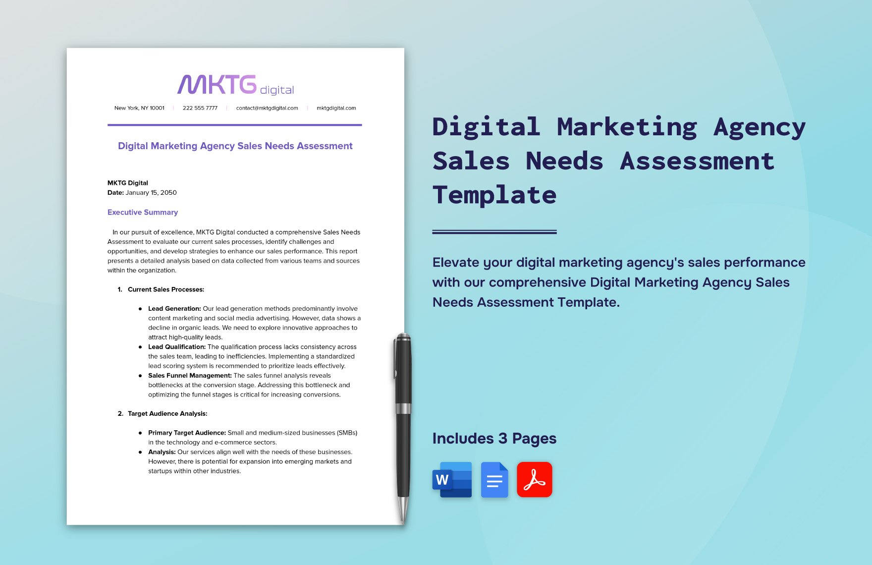 Digital Marketing Agency Sales Needs Assessment Template