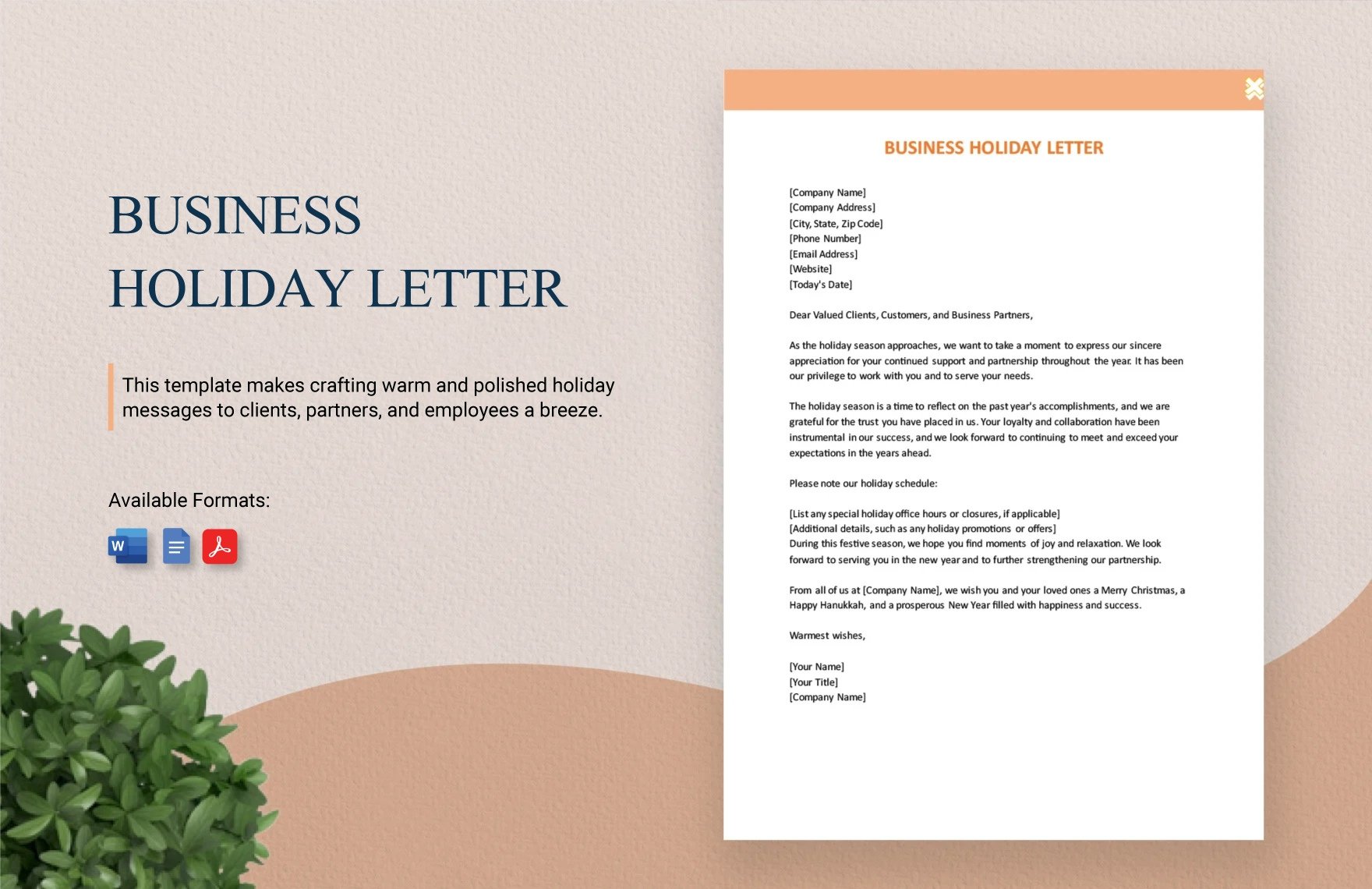 Business Holiday Letter in Word, Google Docs, PDF