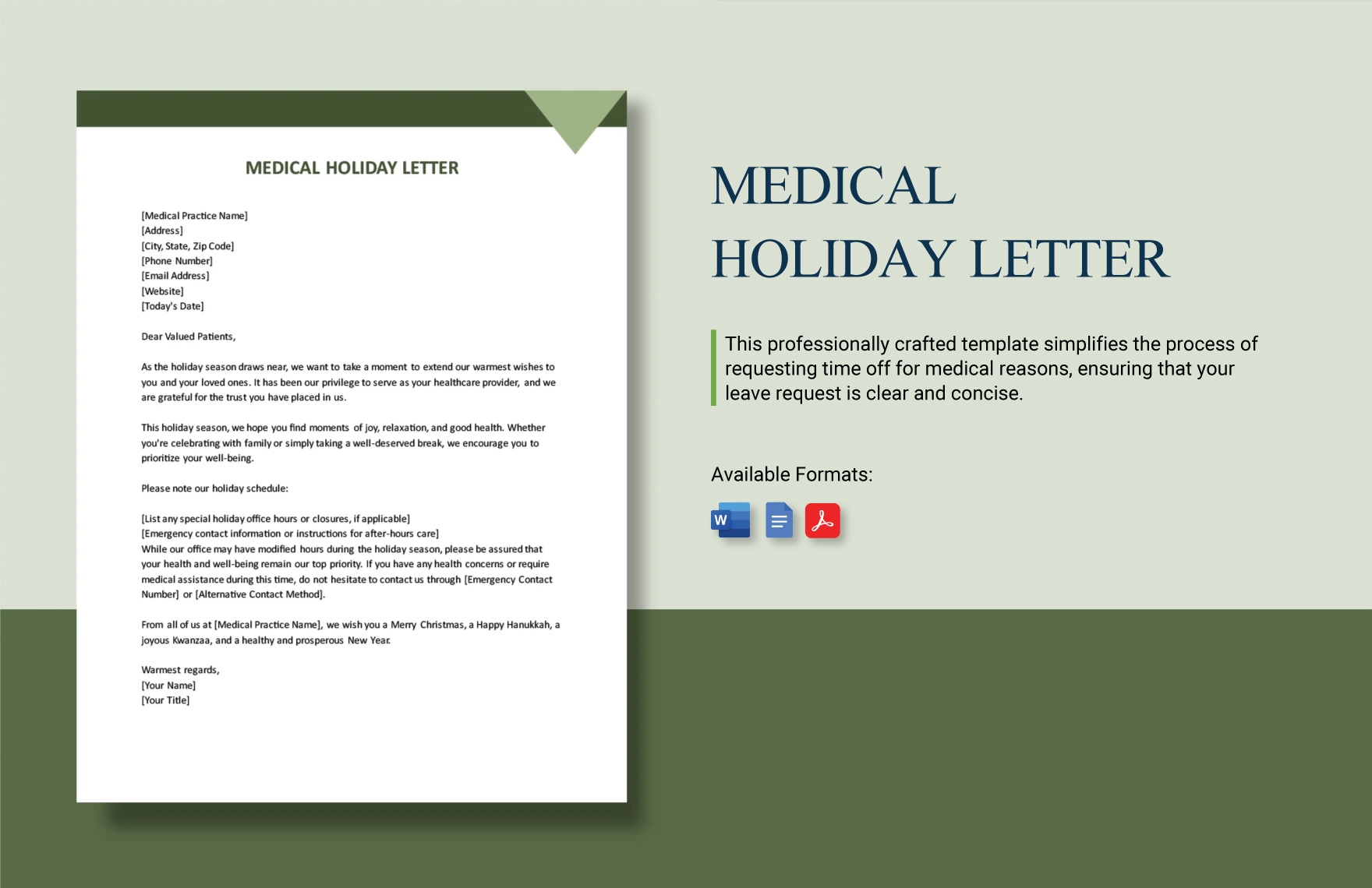 Medical Holiday Letter in Word, Google Docs, PDF