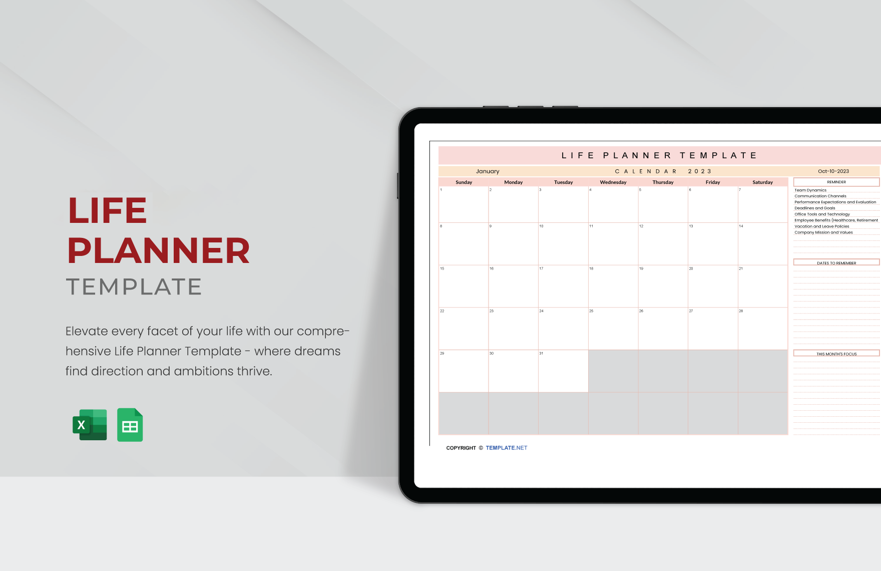 Free Life Planner Template