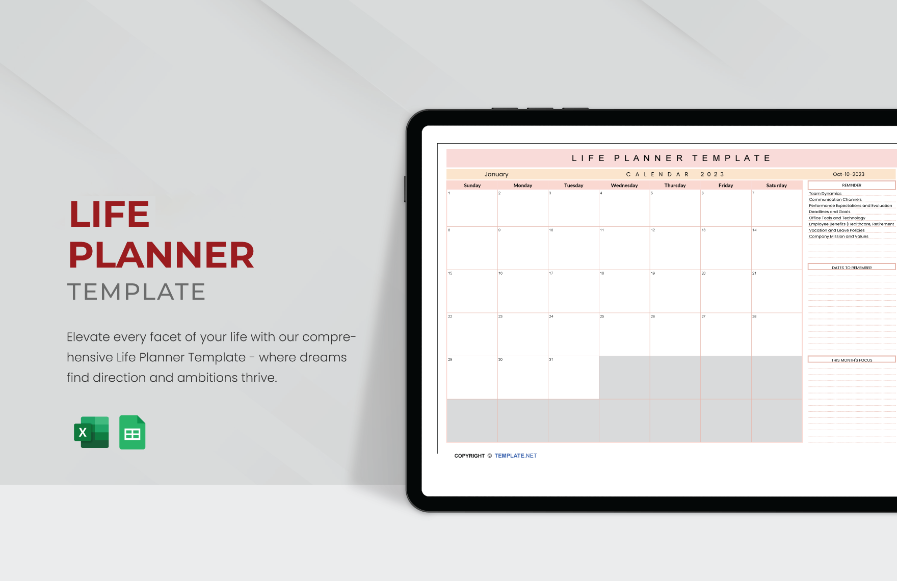Life Planner Templates In Excel FREE Download Template Life Planner Templates In Excel FREE Download Template
