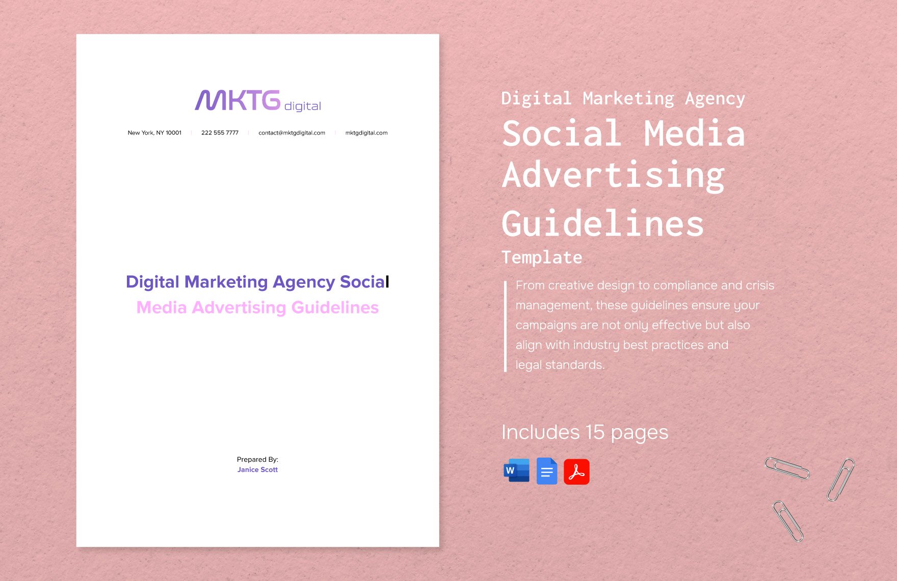 Digital Marketing Agency Social Media Advertising Guidelines Template
