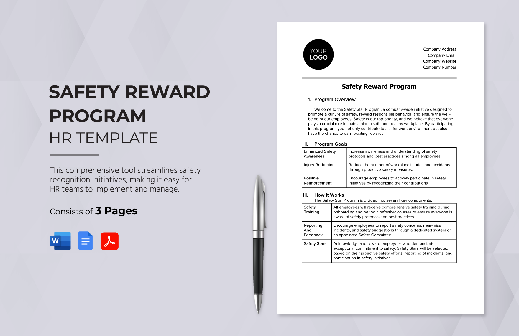 Safety Reward Program HR Template in Word, Google Docs, PDF
