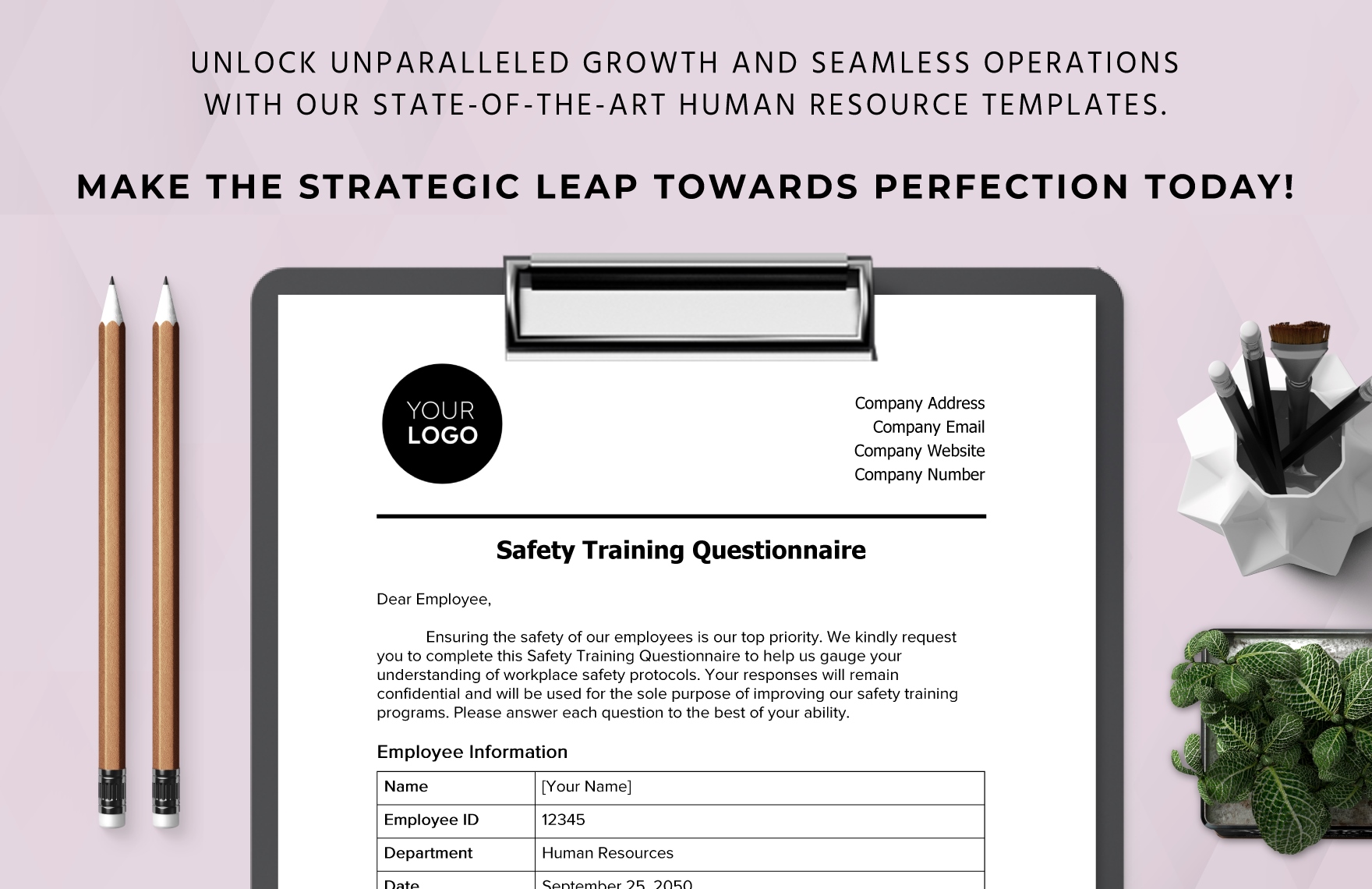 Safety Training Questionnaire HR Template