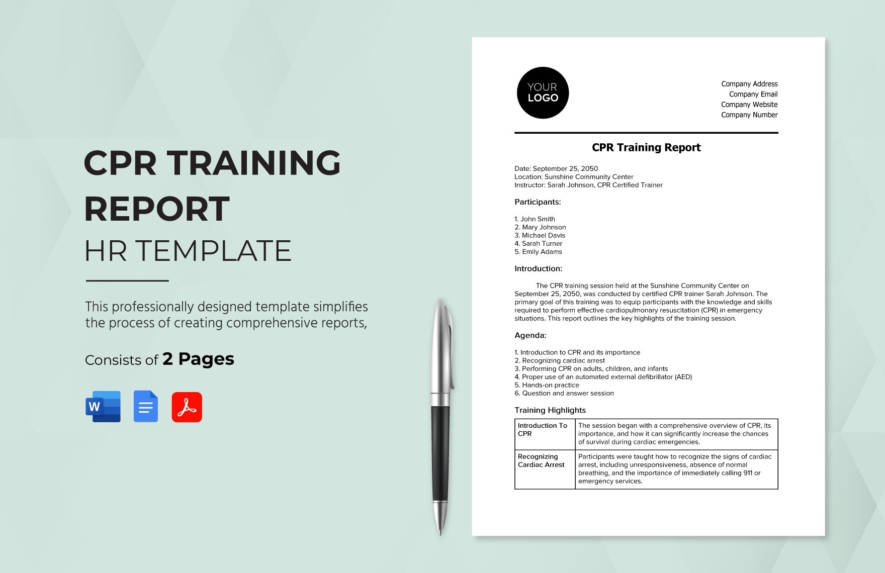 CPR Training Report HR Template
