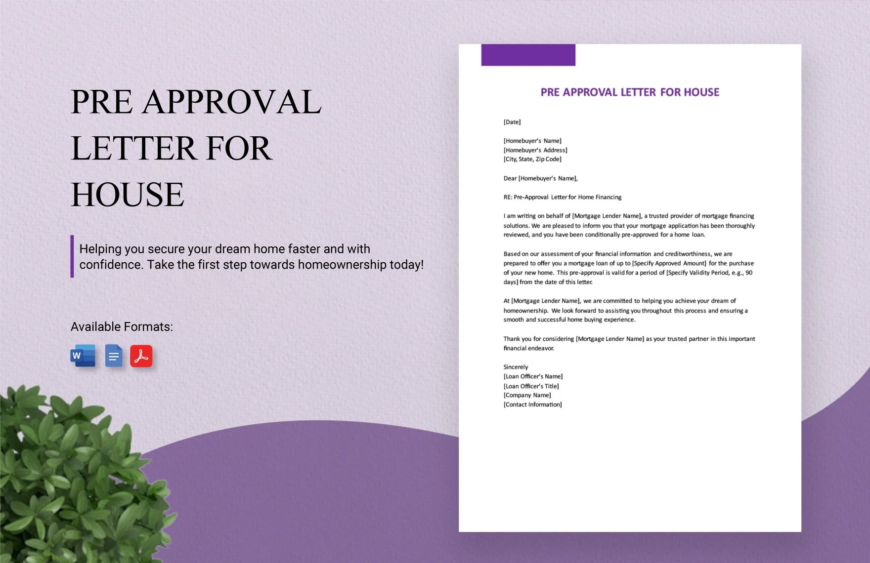 Pre Approval Letter For House in Word, Google Docs, PDF