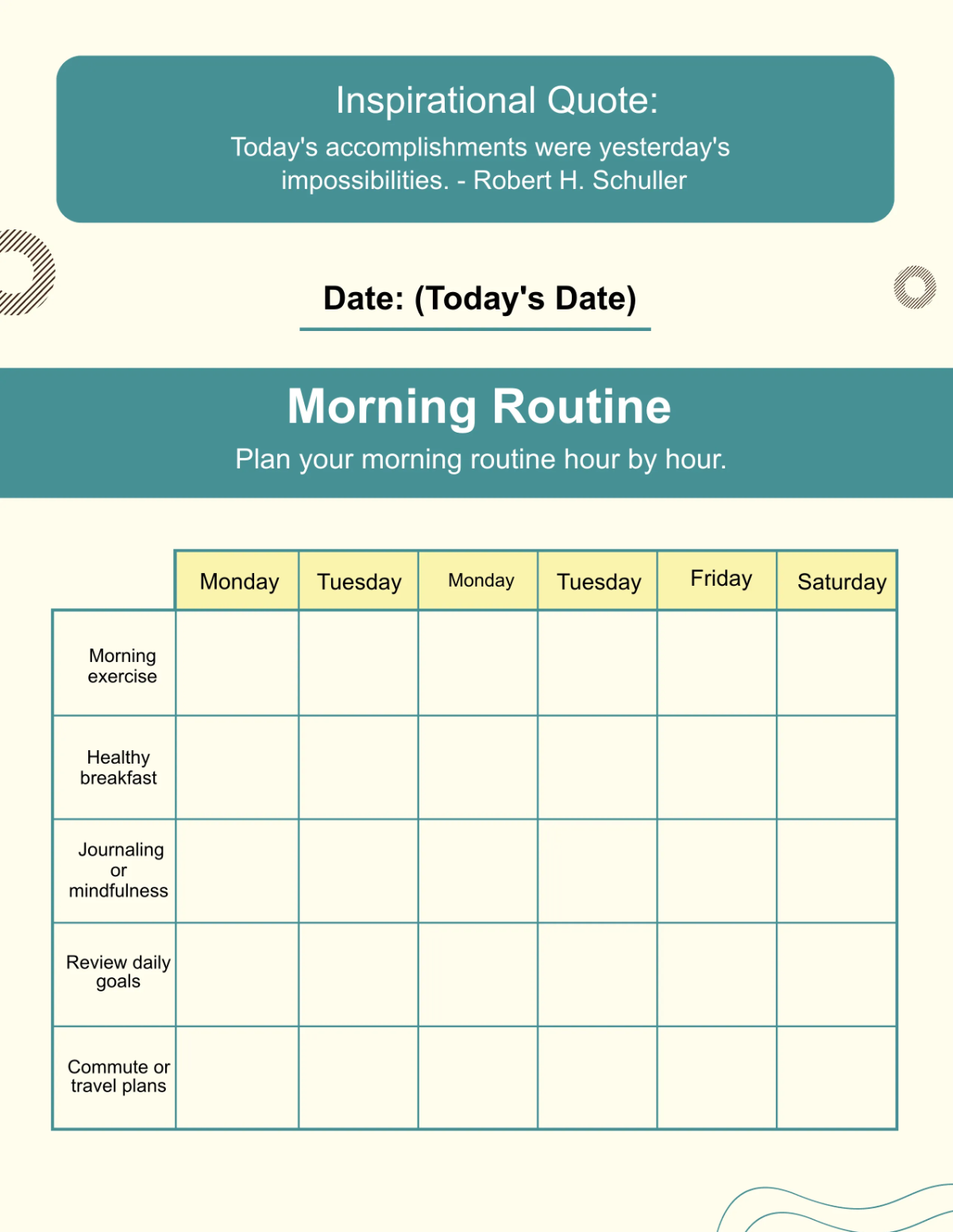 Free Daily Planner Template to Edit Online