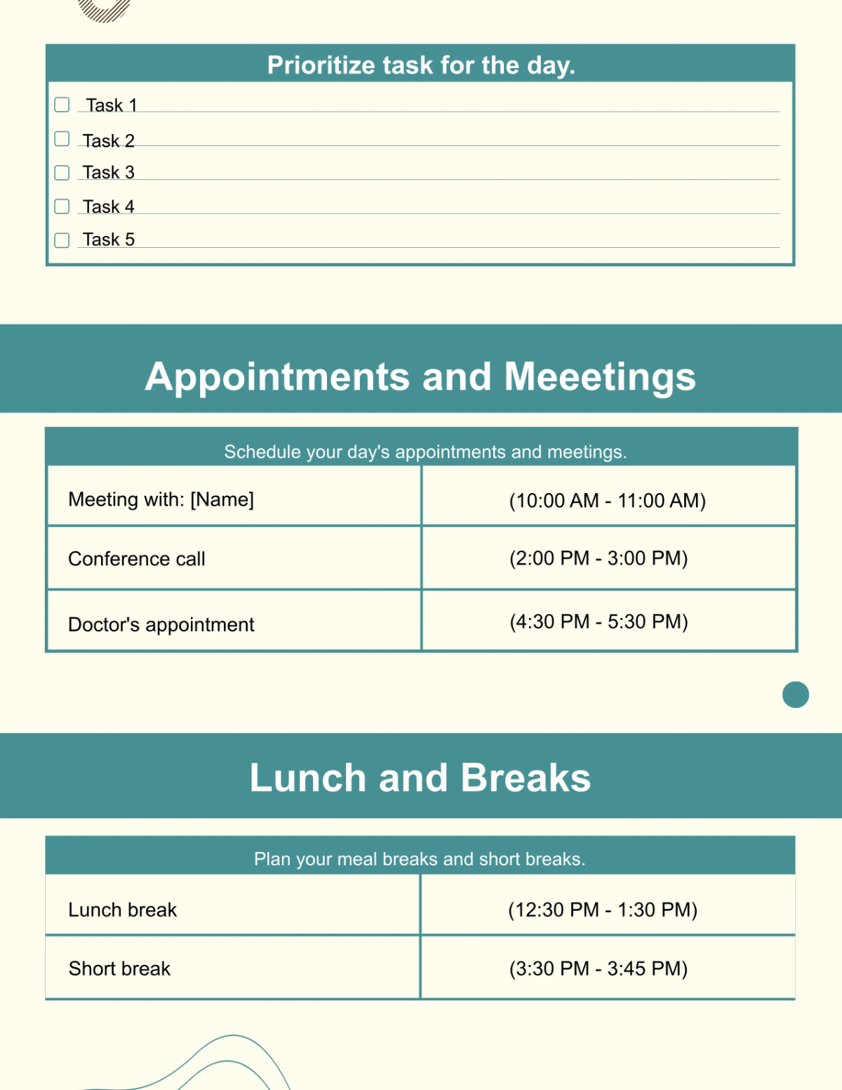 Free Daily Planner Template to Edit Online