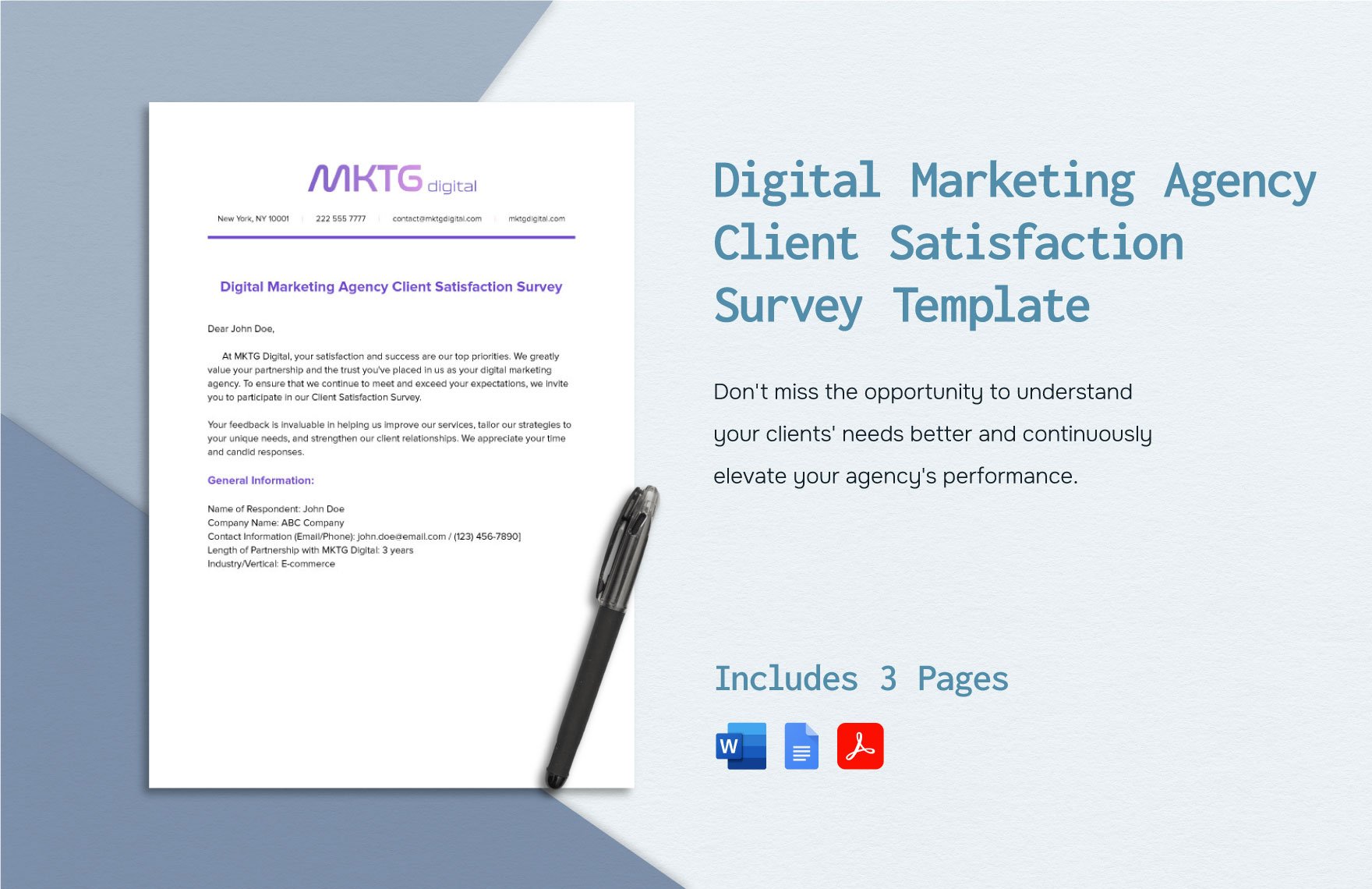 Digital Marketing Agency Client Satisfaction Survey Template