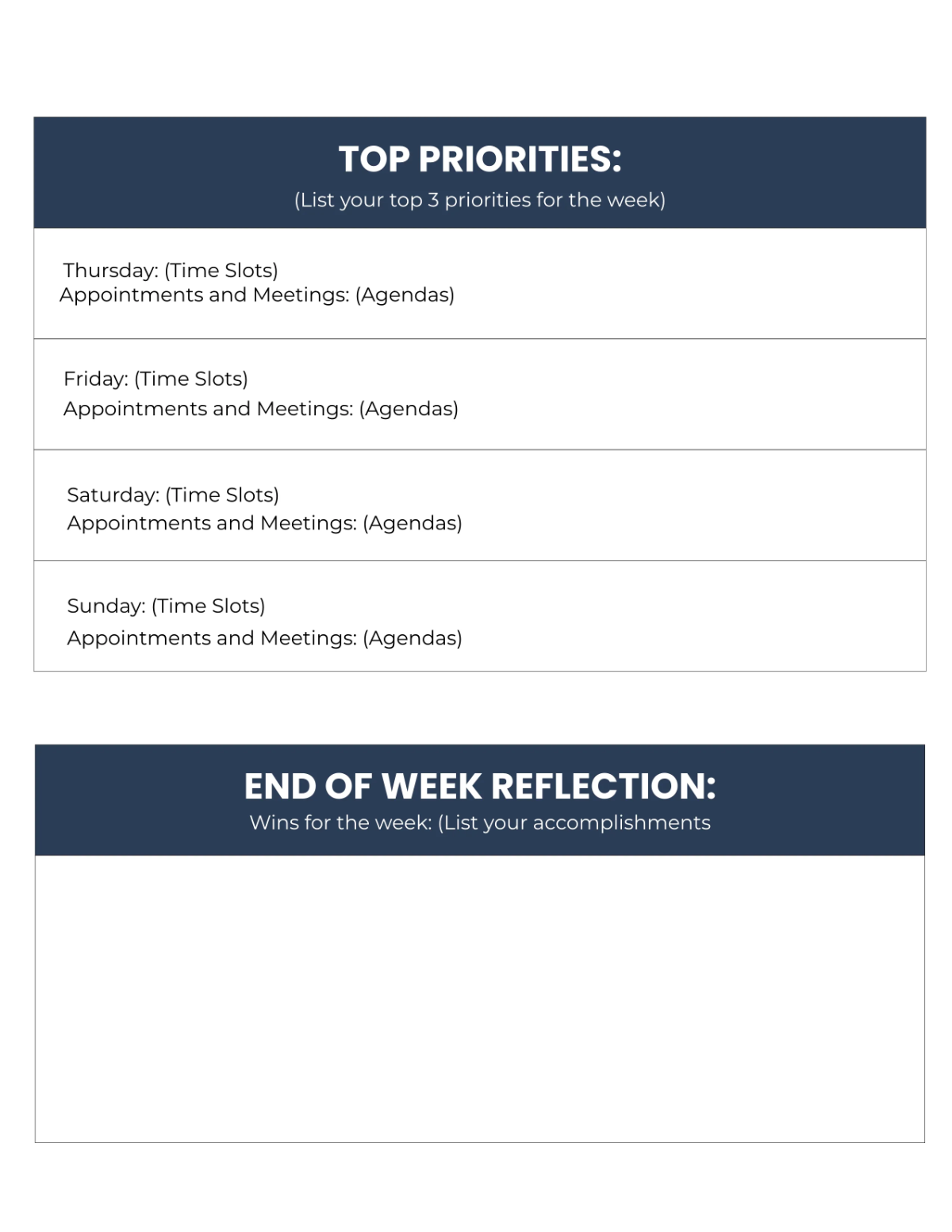 Free Weekly Planner Template to Edit Online Free Weekly Planner Template to Edit Online