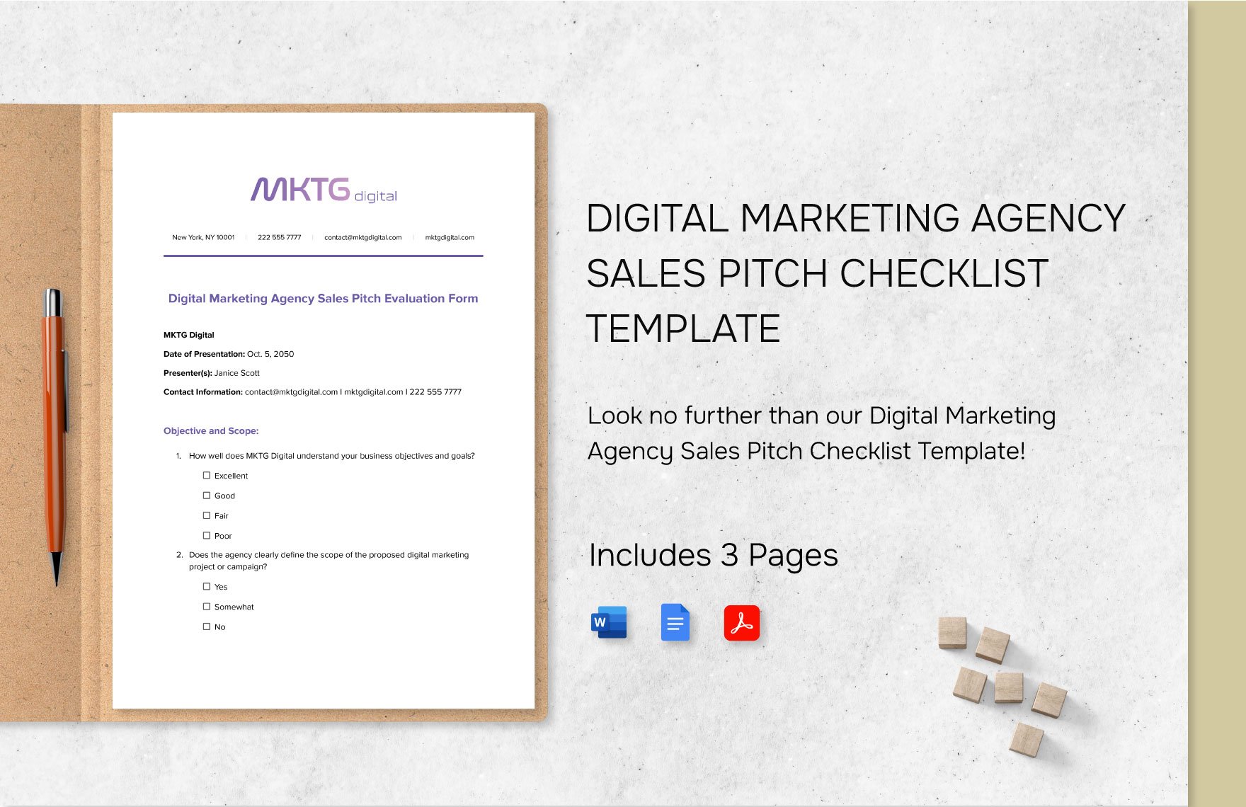 Digital Marketing Agency Sales Pitch Checklist Template