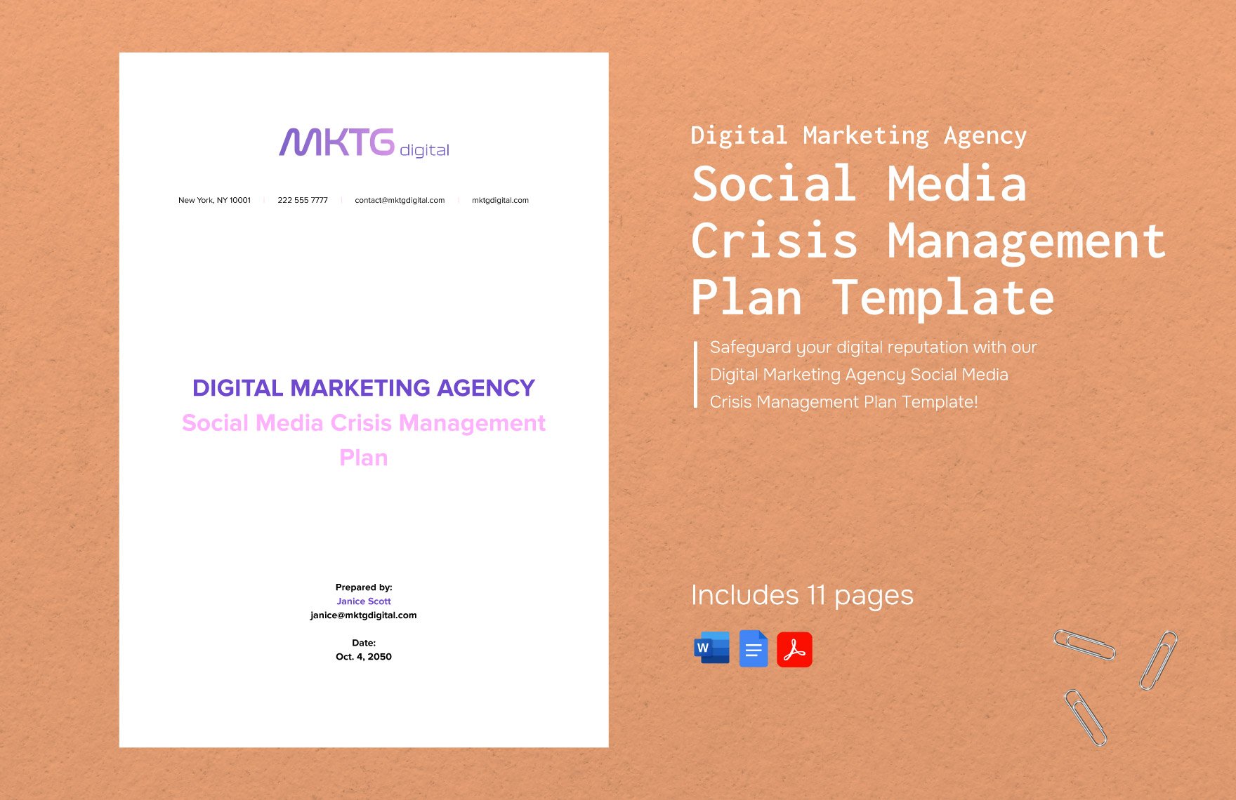 Digital Marketing Agency Social Media Crisis Management Plan Template