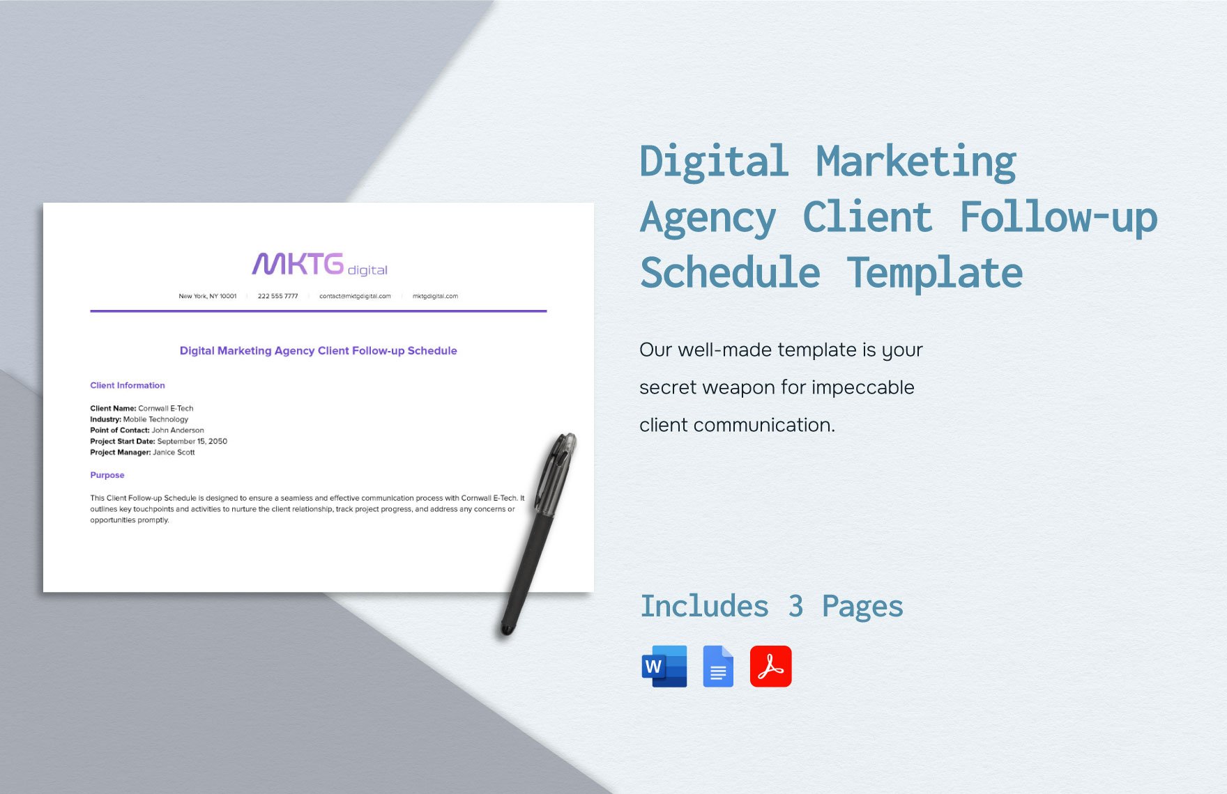 Digital Marketing Agency Client Follow-up Schedule Template