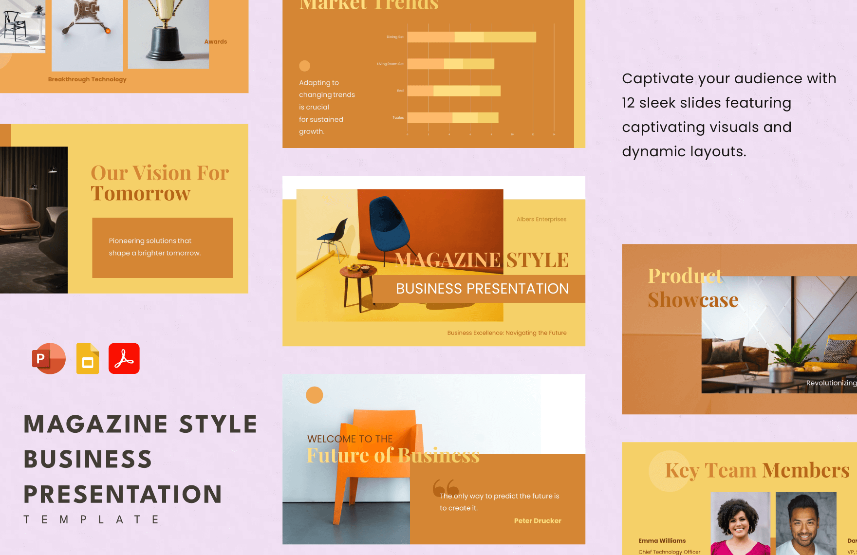 Free Magazine Style Business Presentation Template in PDF, PowerPoint, Google Slides