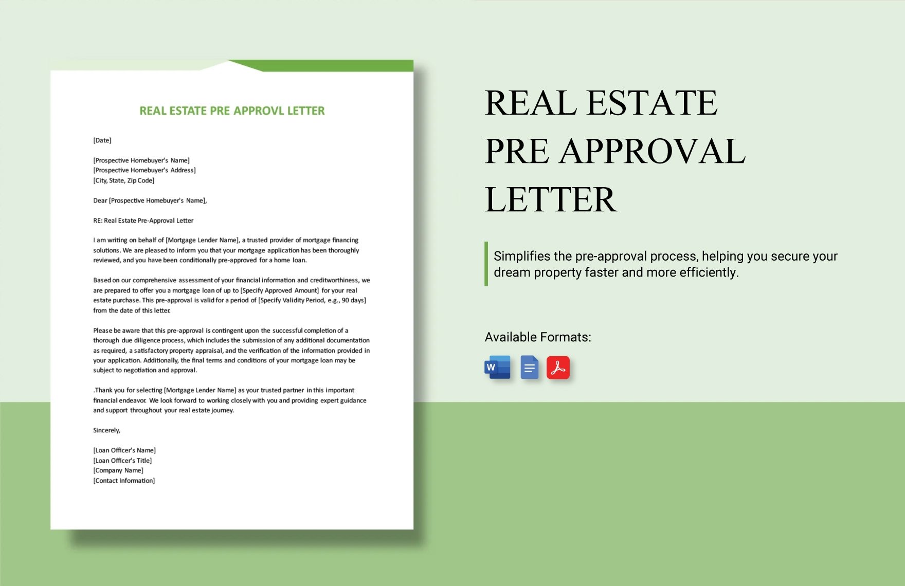 Real Estate Pre Approval Letter in Word, Google Docs, PDF