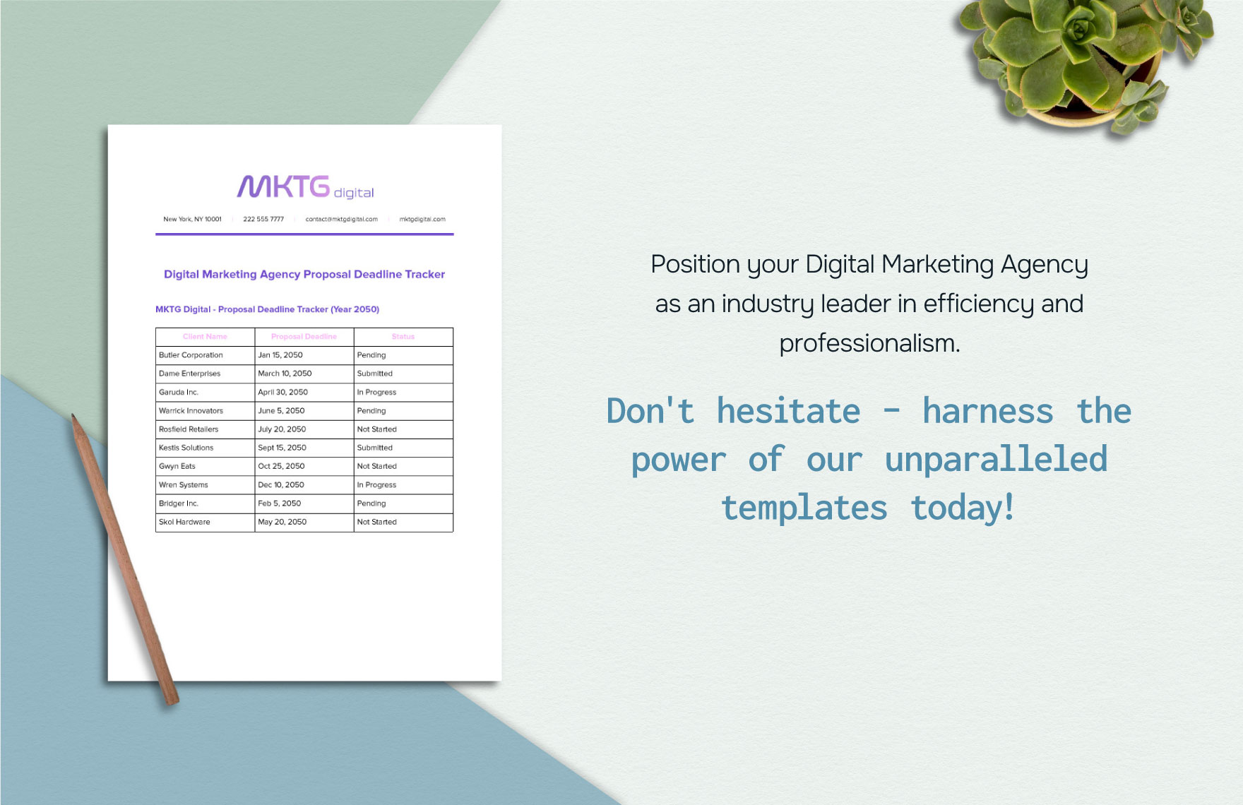 Digital Marketing Agency Proposal Deadline Tracker Template