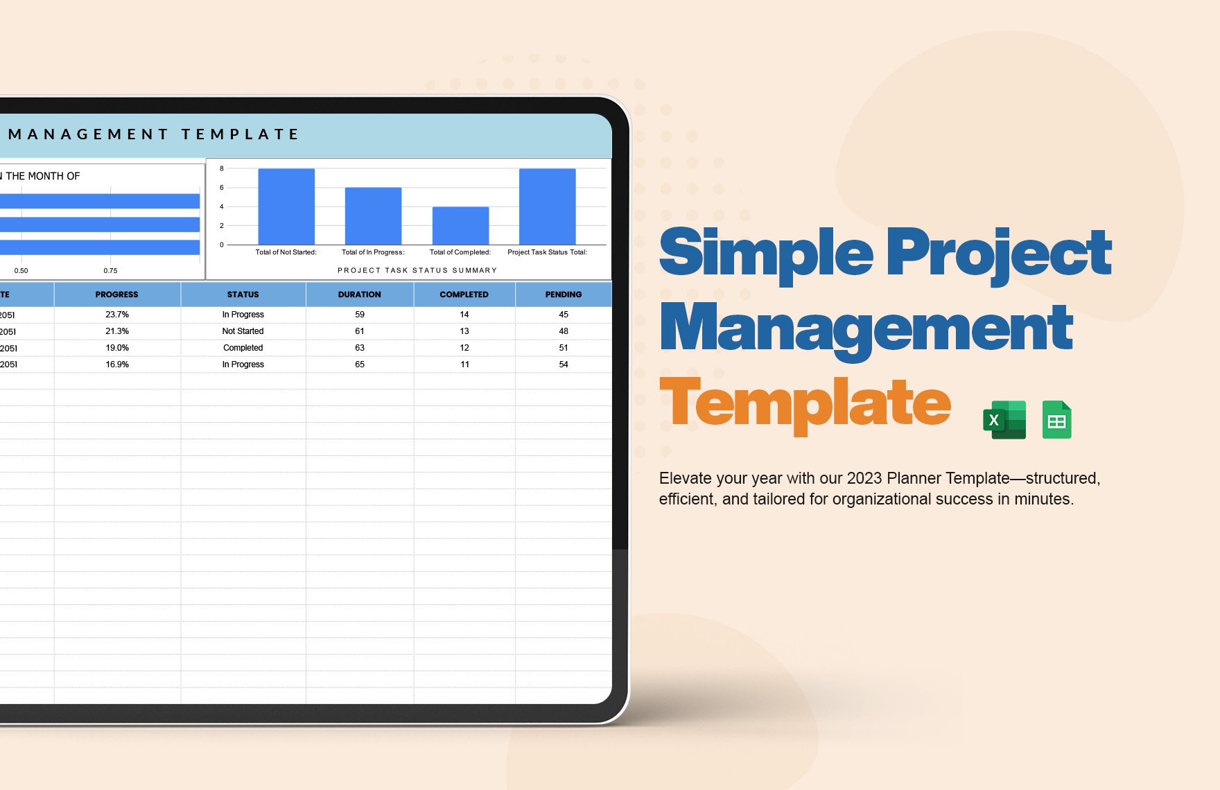 Free Simple Project Management Template in Excel, Google Sheets