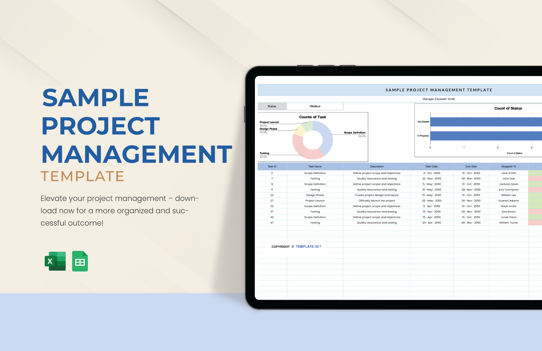 Free Sample Project Management Template in Excel, Google Sheets