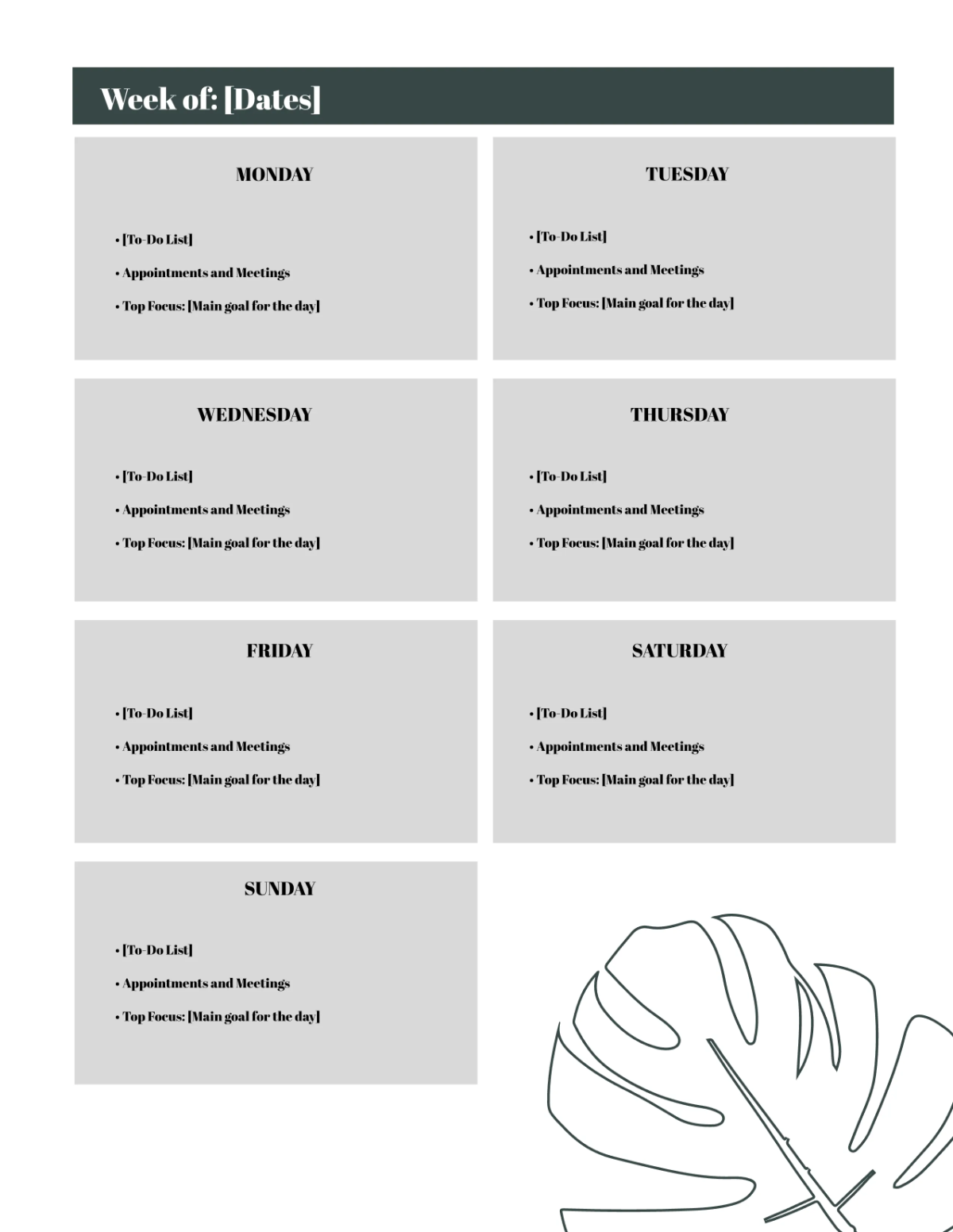 Free Planner Template to Edit Online