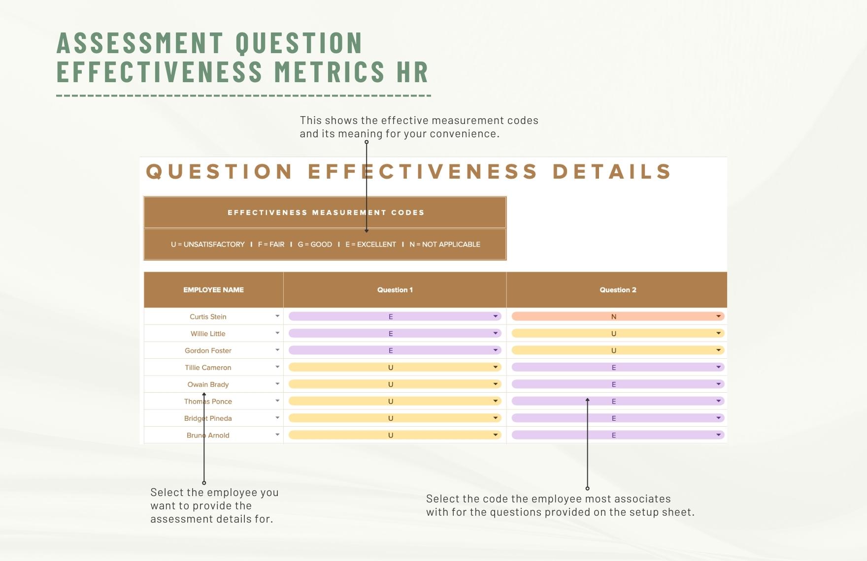Assessment Question Effectiveness Metrics HR Template