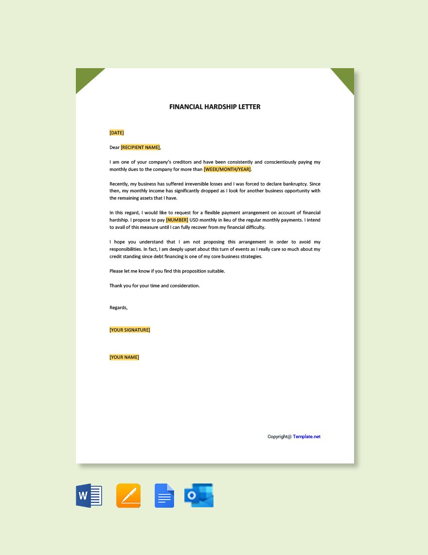 Free Financial Hardship Letter Template