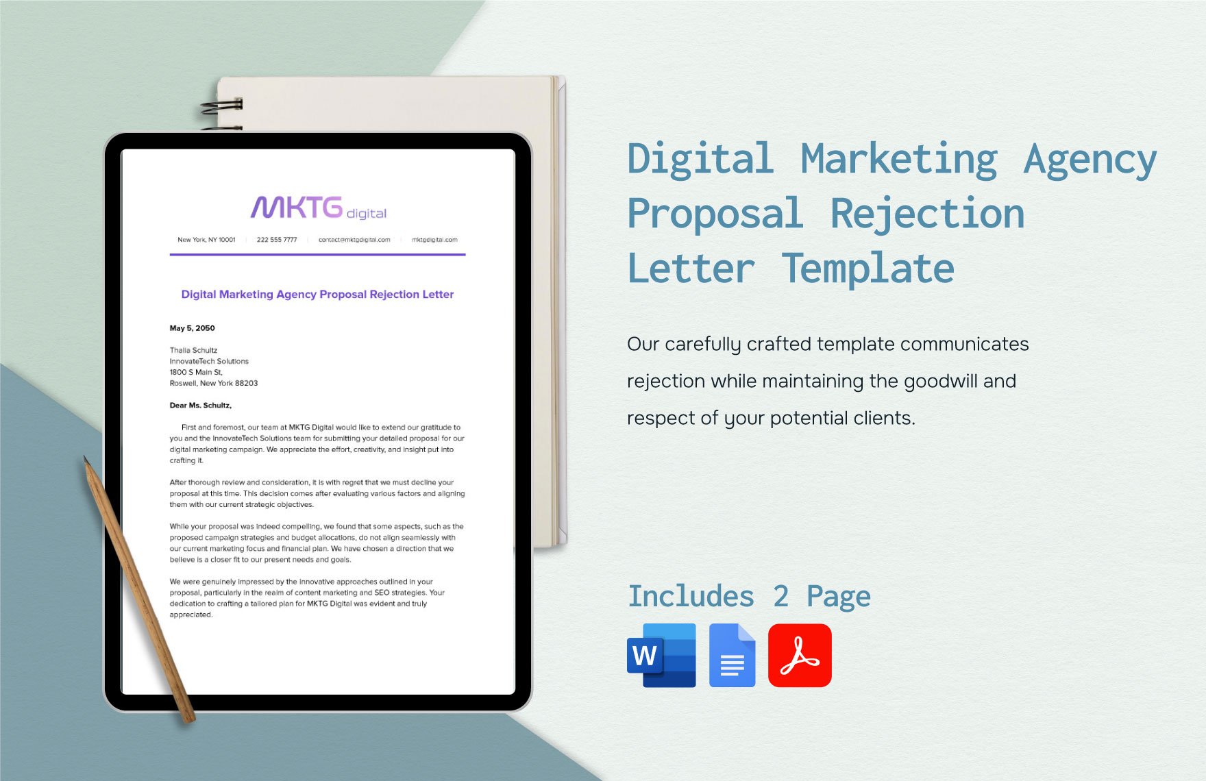 Digital Marketing Agency Proposal Rejection Letter Template