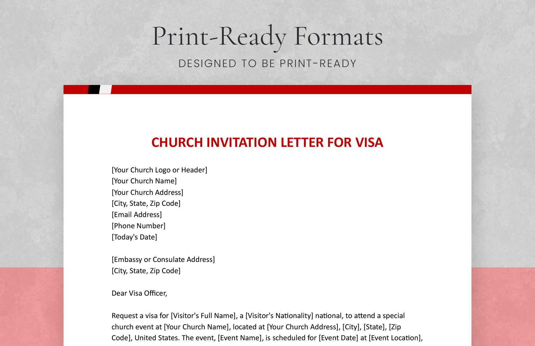Church Invitation Letter For Visa