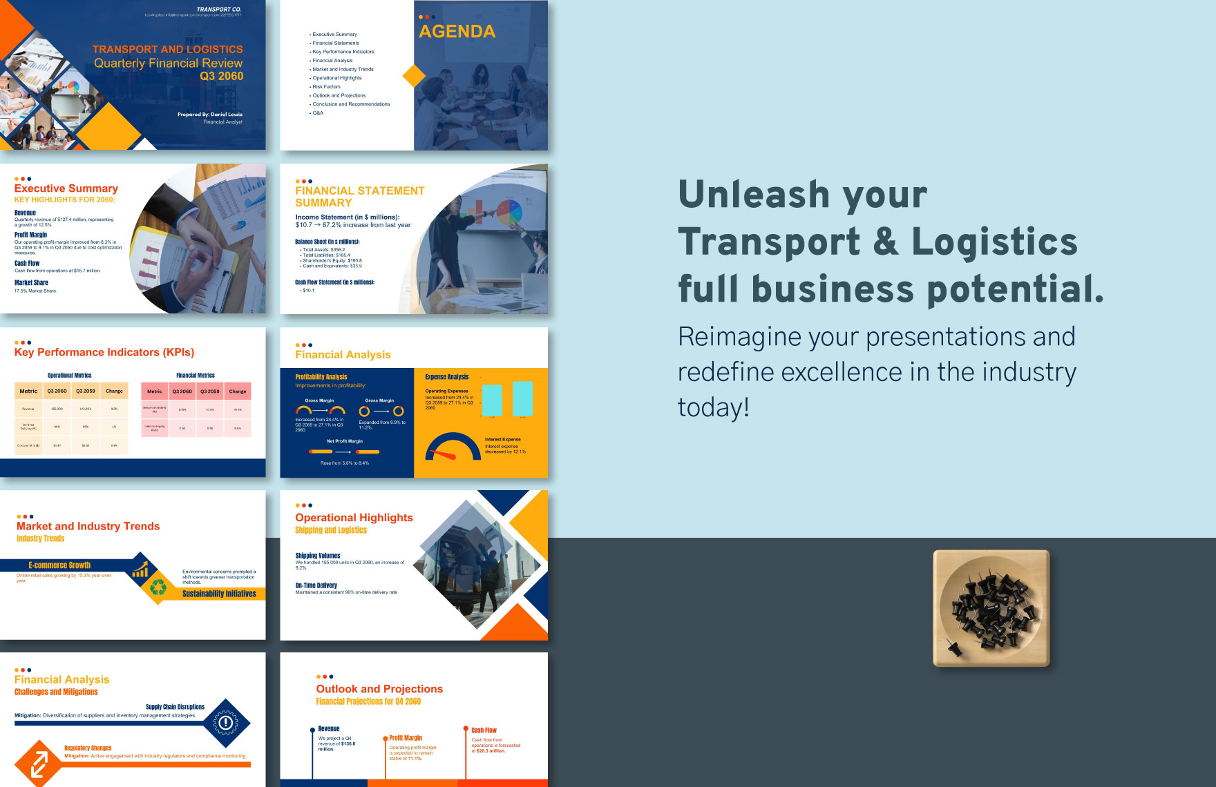 Transport and Logistics Quarterly Financial Review Presentation Template