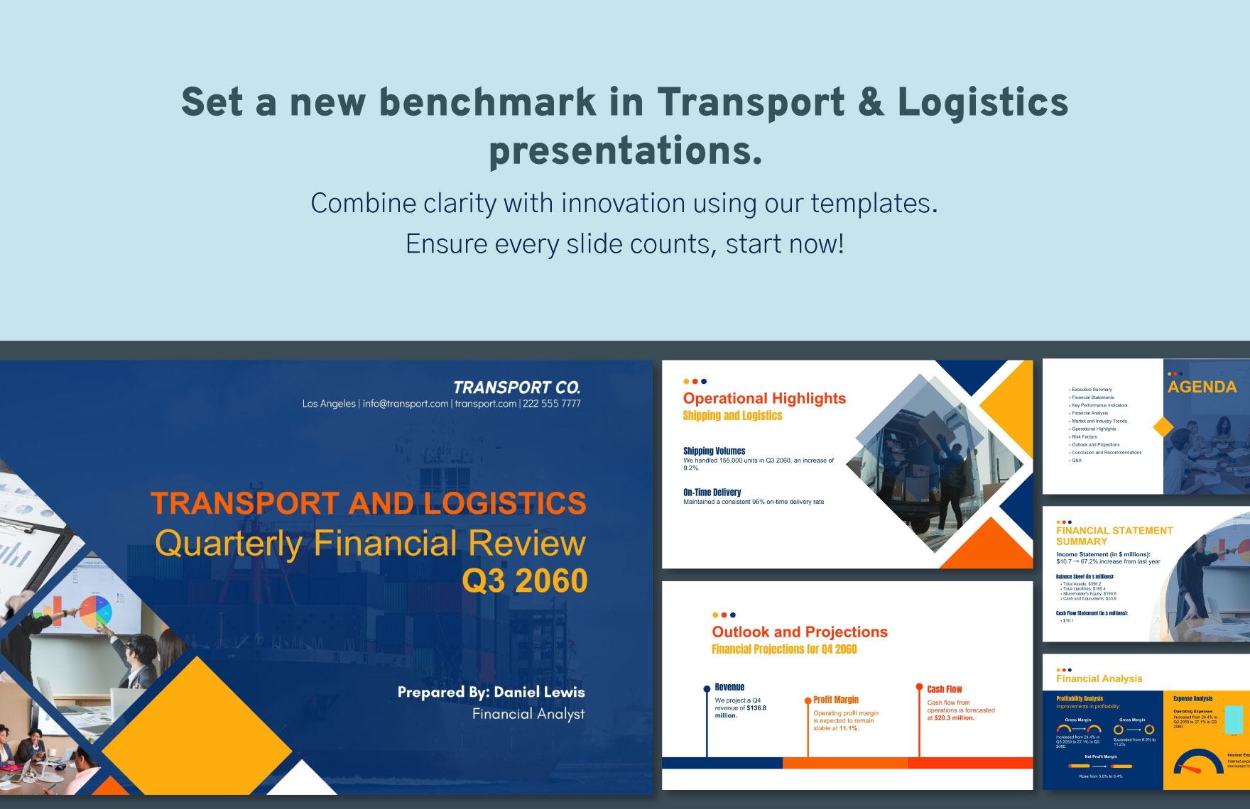 Transport and Logistics Quarterly Financial Review Presentation Template