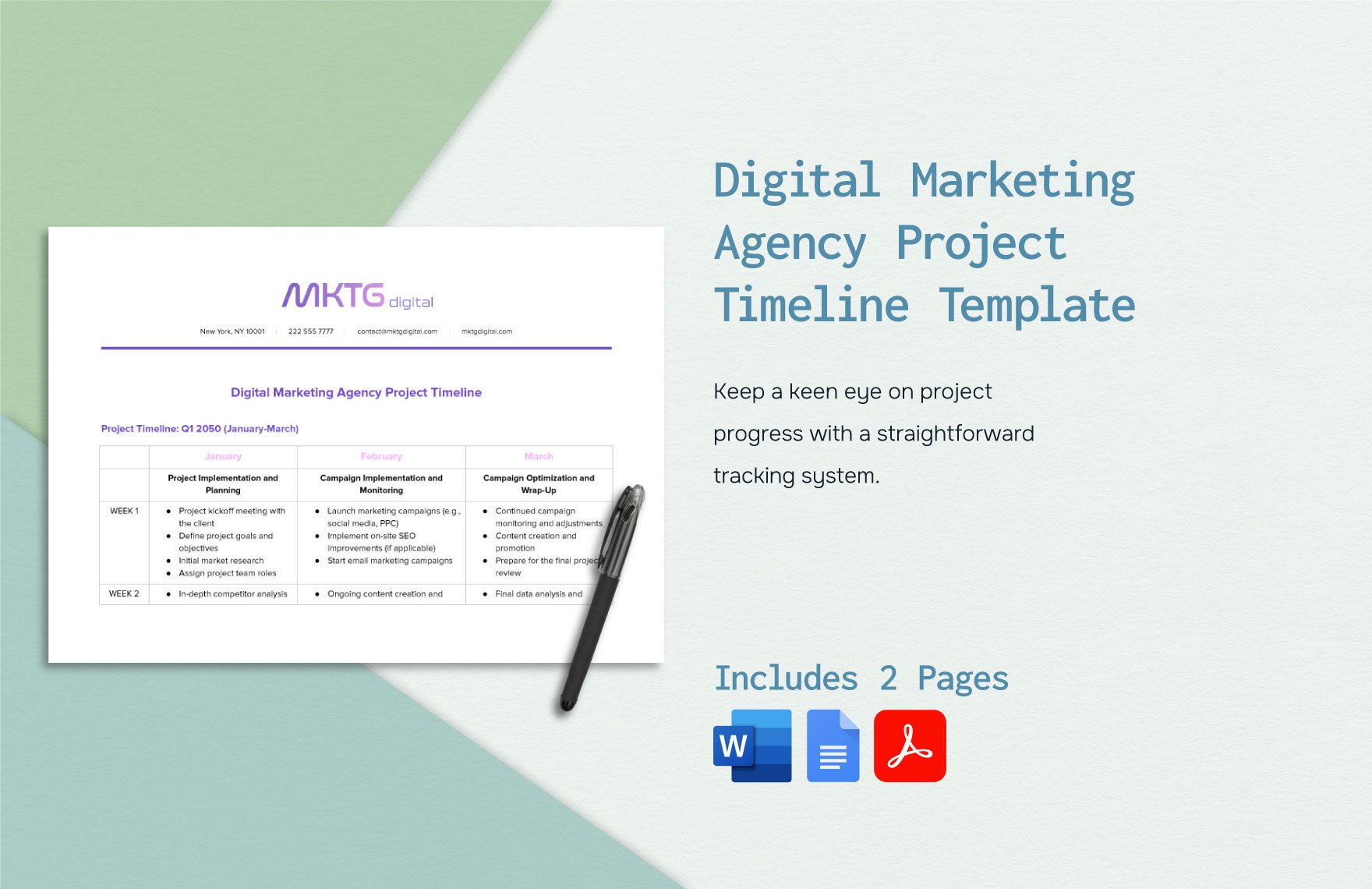 Digital Marketing Agency Project Timeline Template