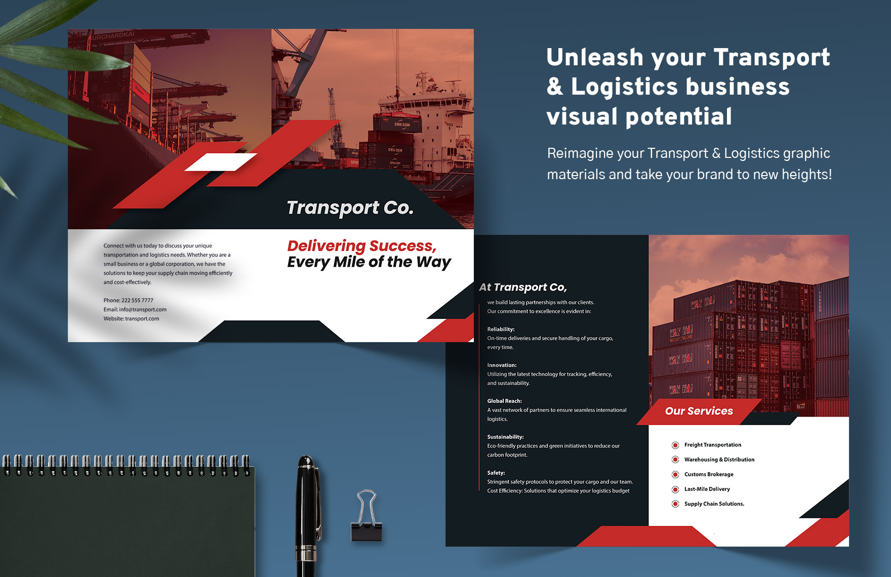 Transport and Logistics Marketing Brochure Template