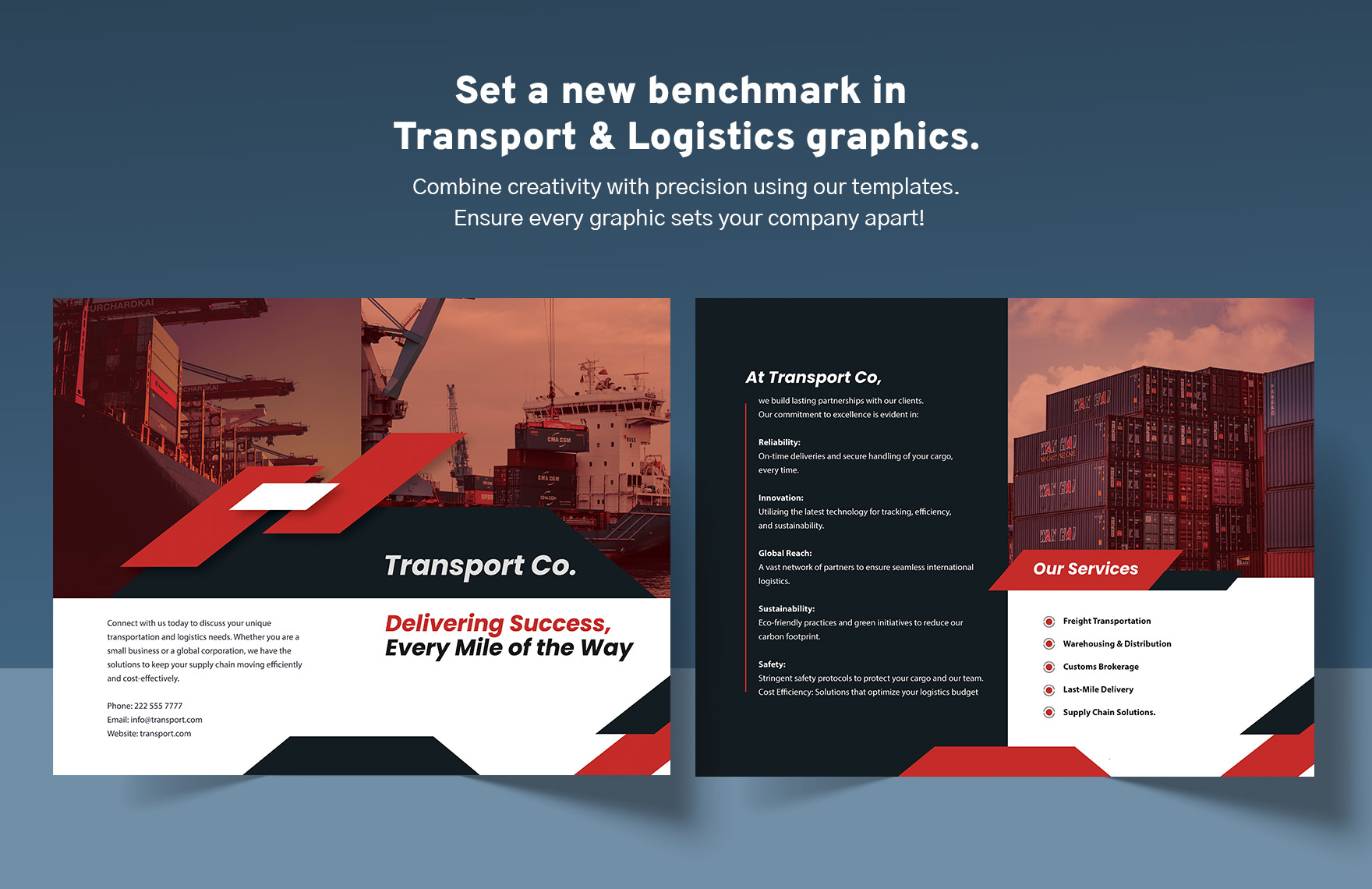 Transport and Logistics Marketing Brochure Template