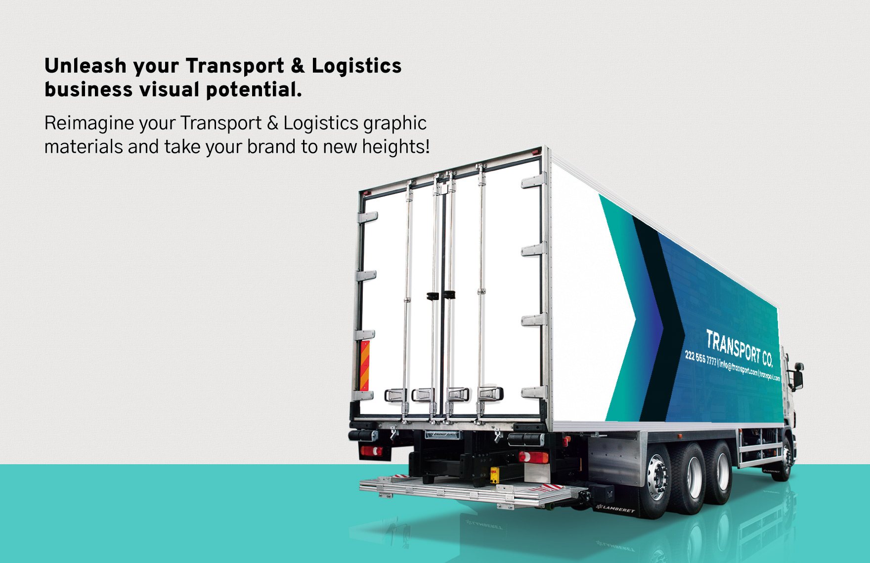 Transport and Logistics Box Truck Wrap with Service Details Template