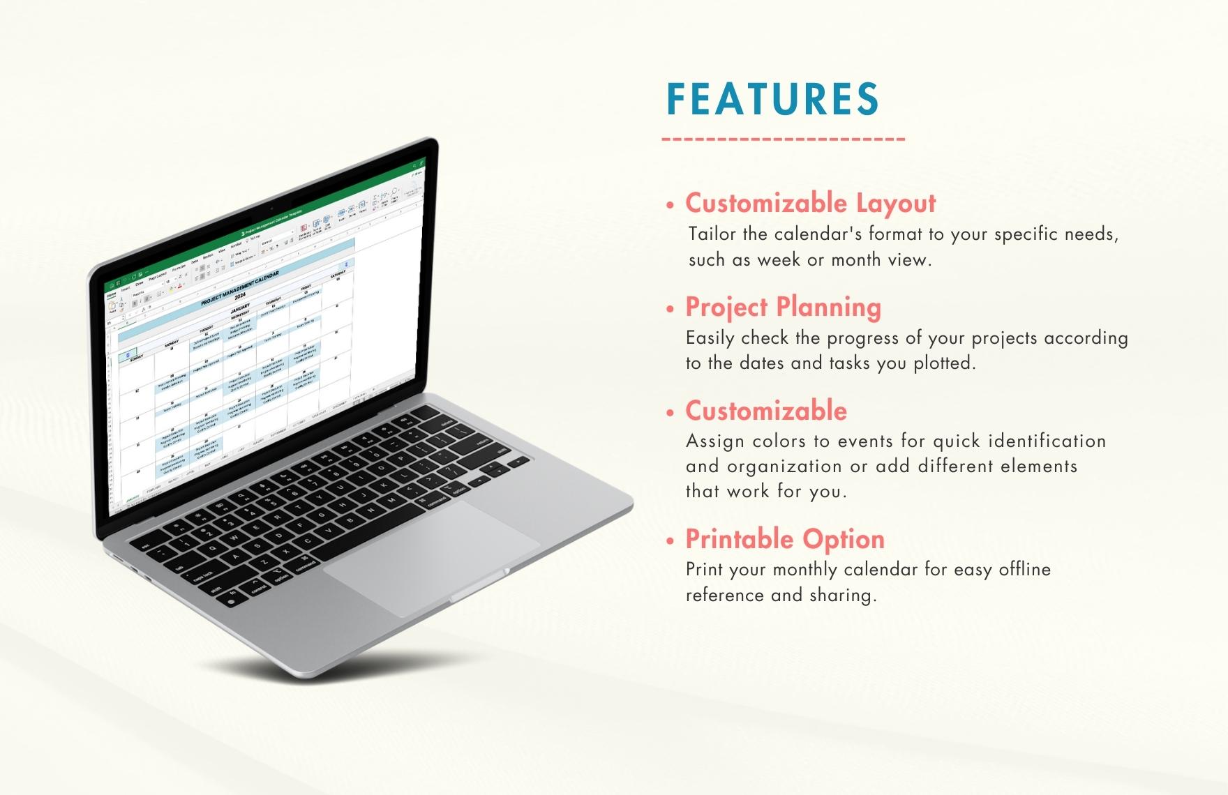 Project Management Calendar Template In Excel Google Sheets Download