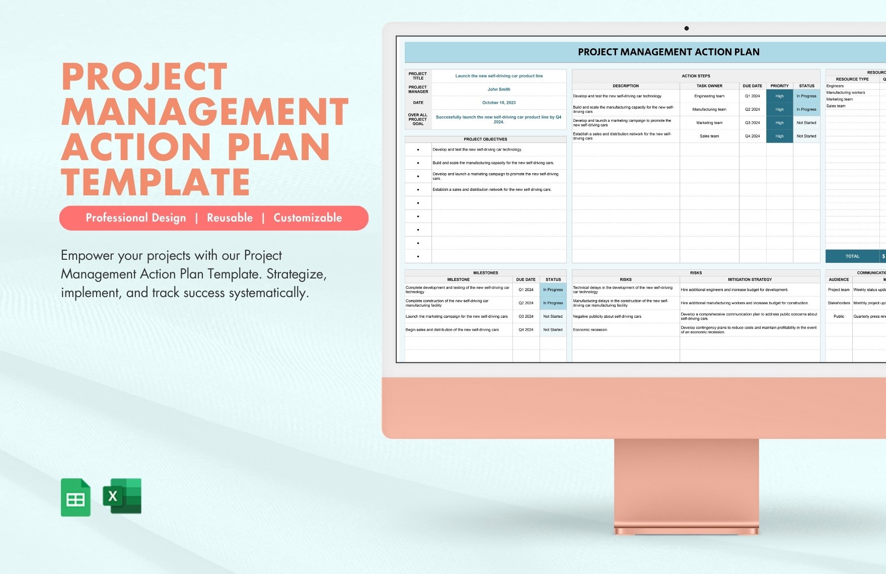 Free Project Management Action Plan Template in Excel, Google Sheets