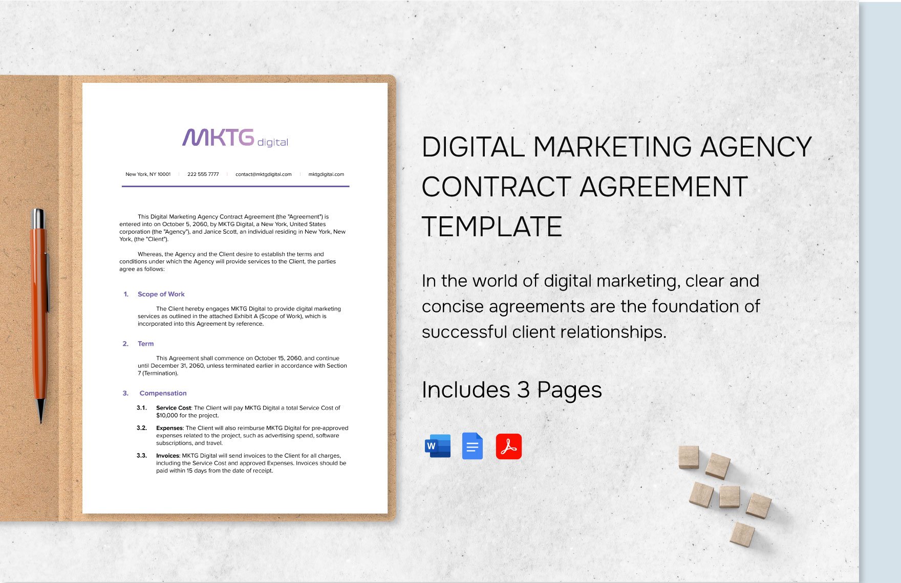 Digital Marketing Agency Contract Agreement Template in Word, Google Docs, PDF