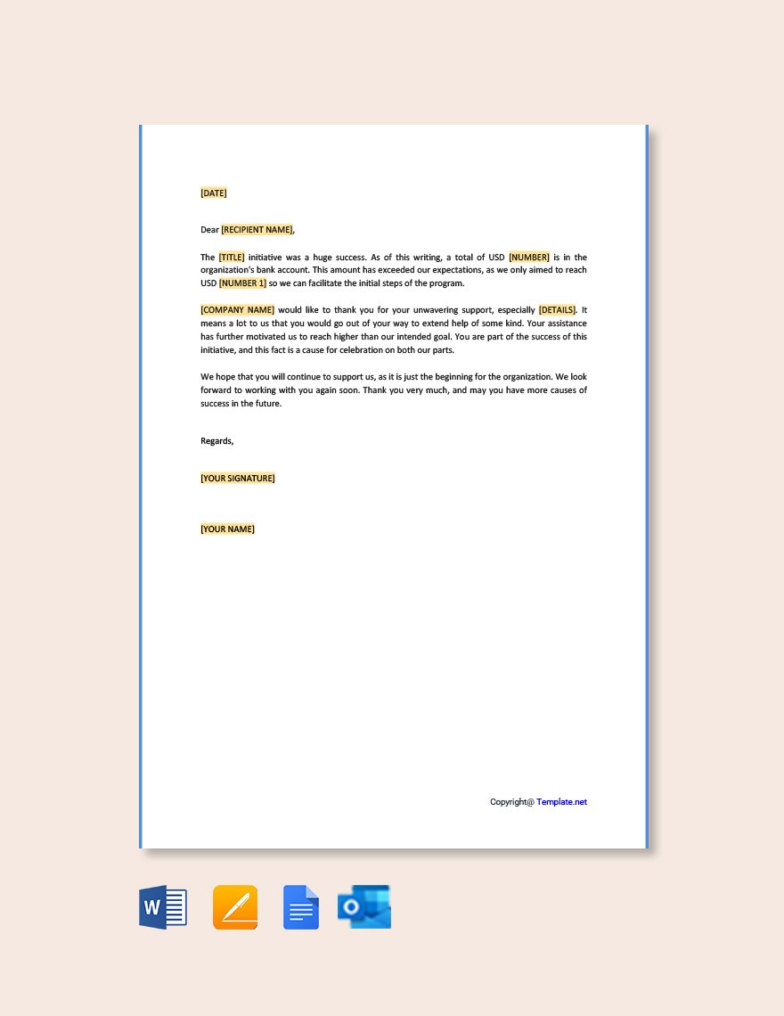 Free Thank You for Your Support Letter Template