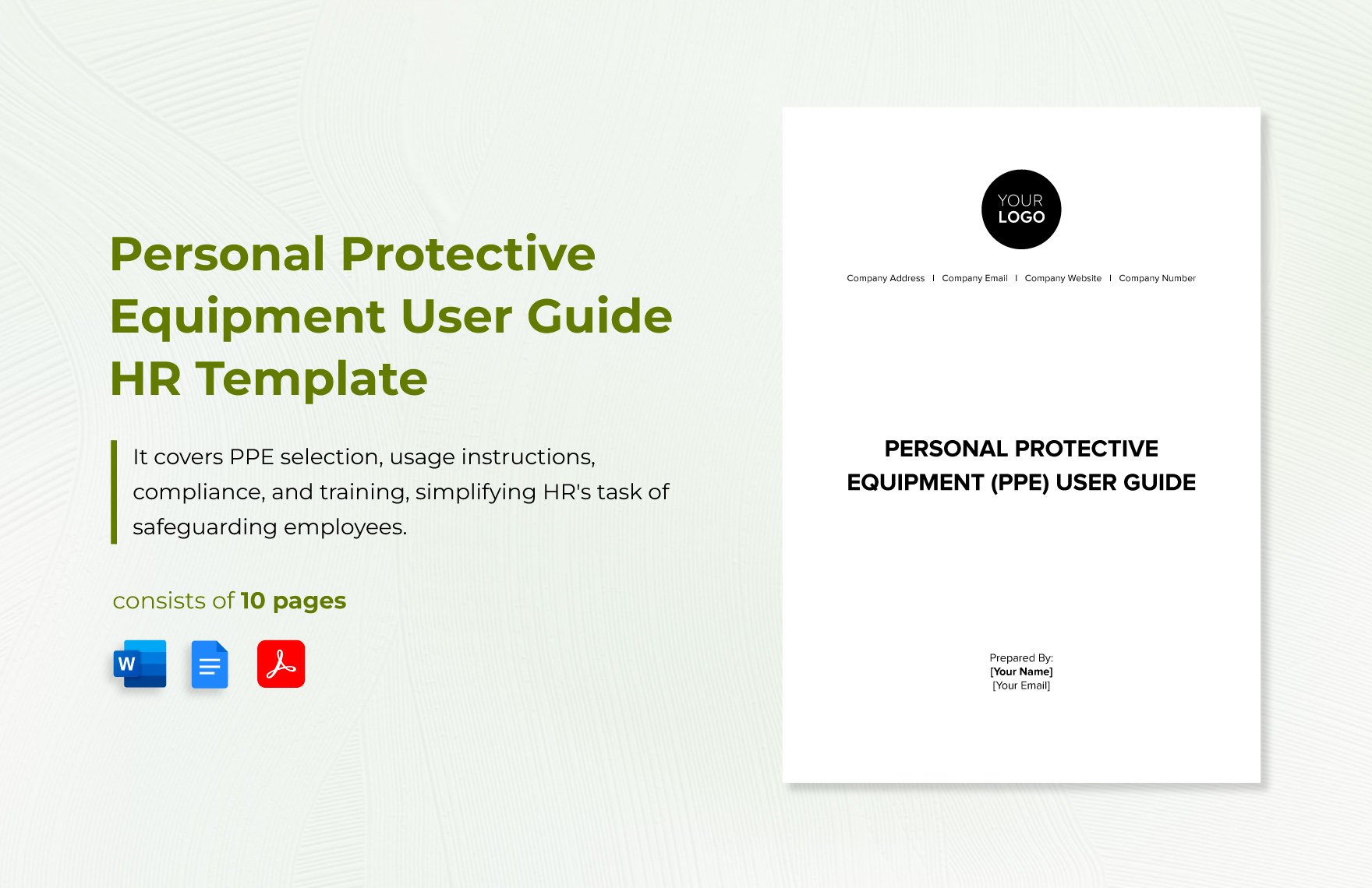 Personal Protective Equipment (PPE) User Guide HR Template in Word, Google Docs, PDF