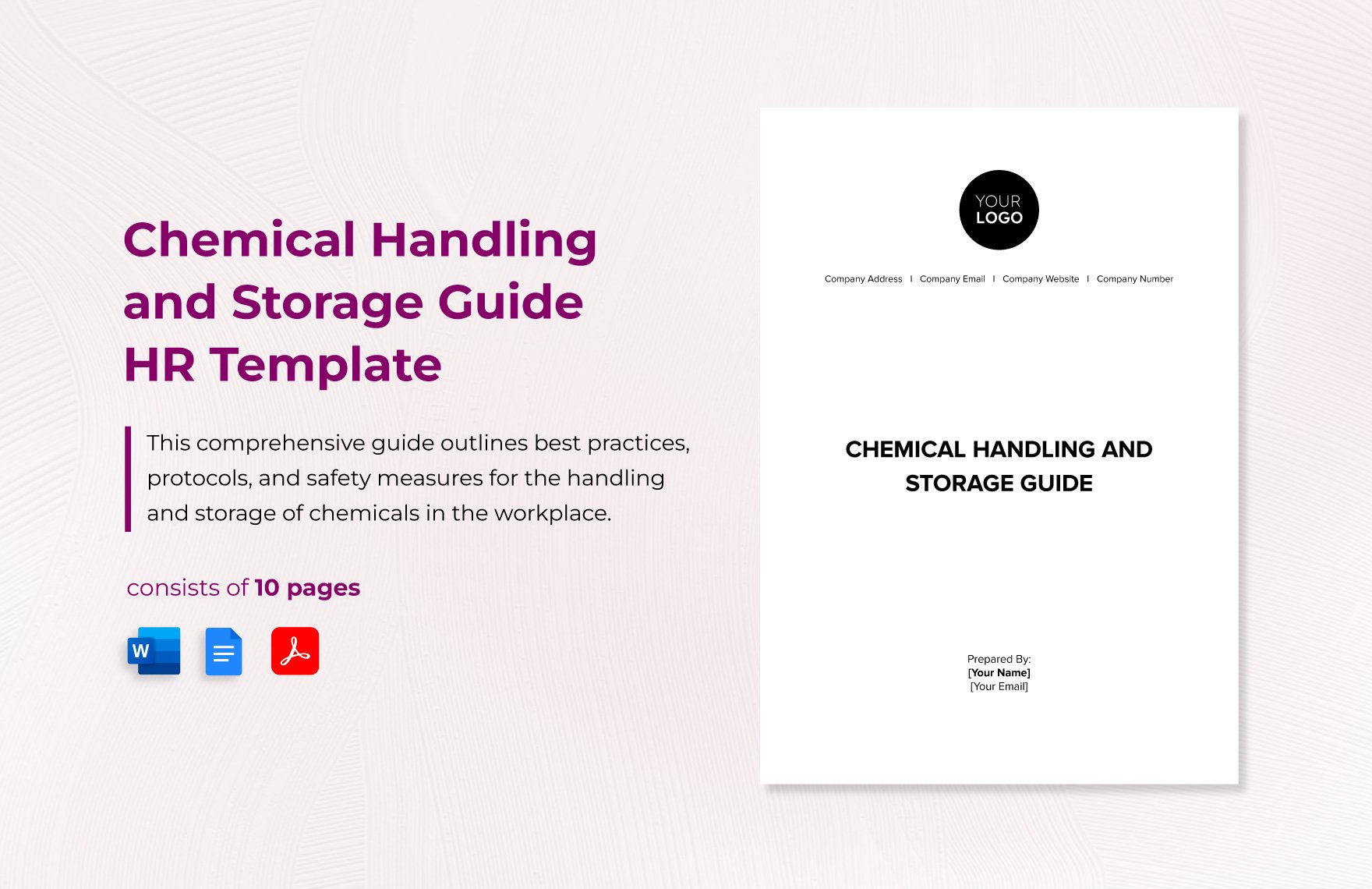 Chemical Handling and Storage Guide HR Template in Word, Google Docs, PDF