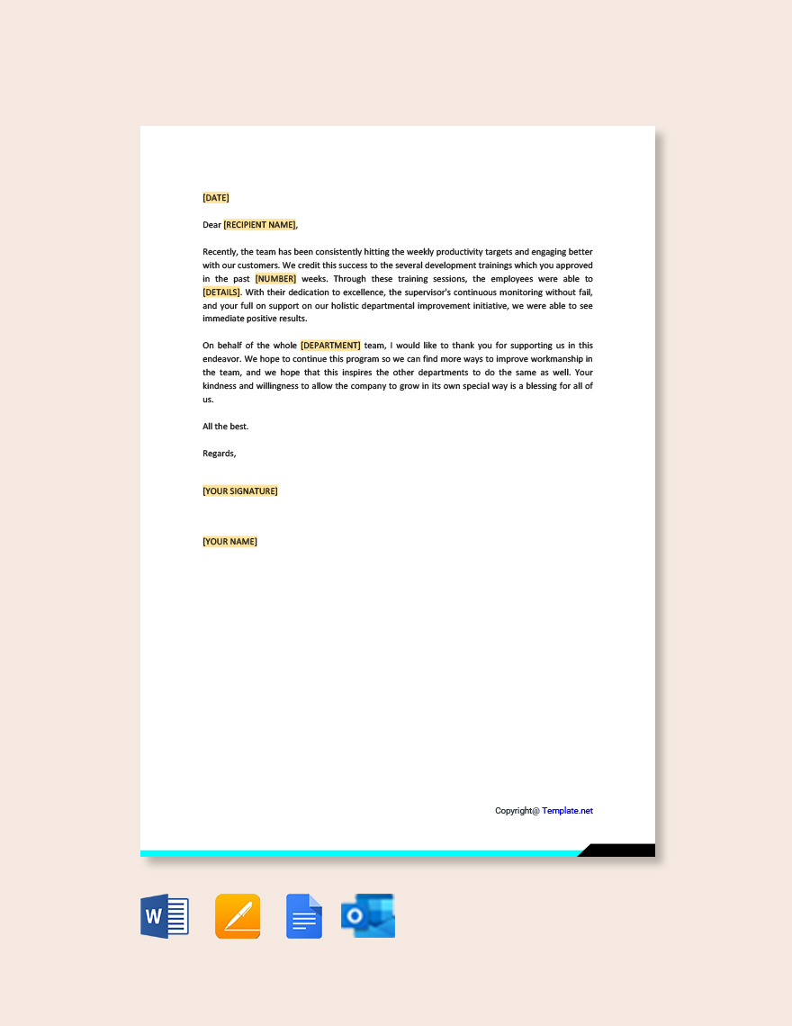 Free Thank You for Your Service Letter to Employee Template - Google ...