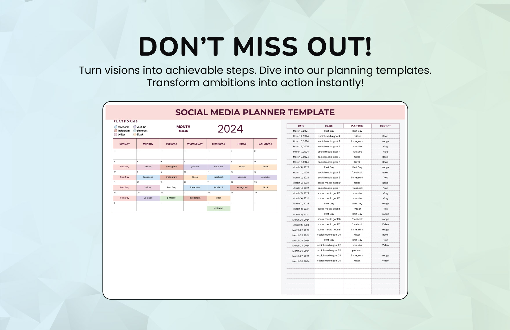 Social Media Planner Template