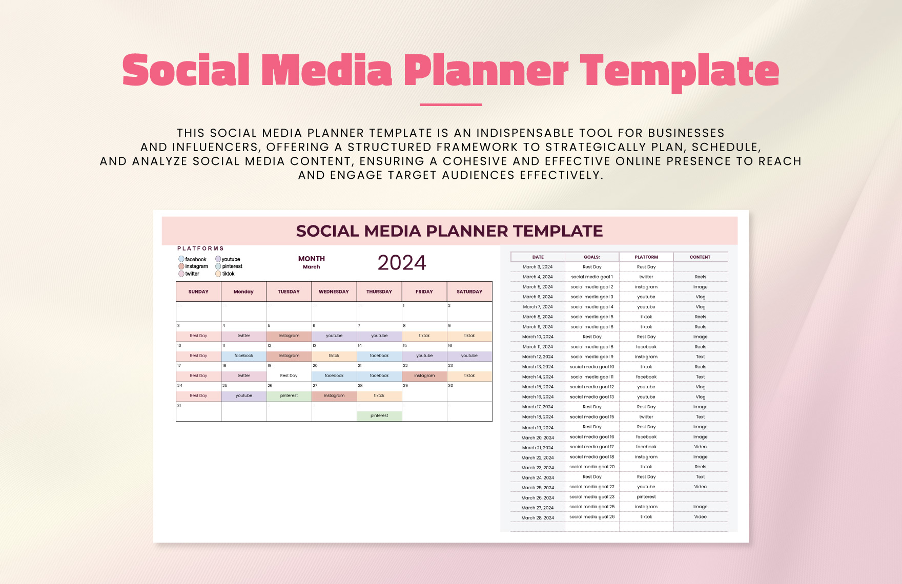 Social Media Planner Template