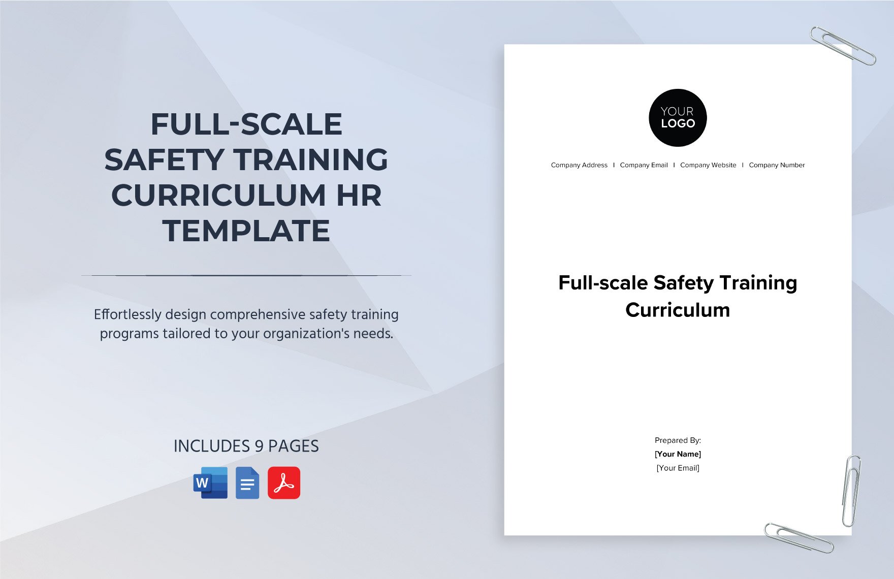 Full-scale Safety Training Curriculum HR Template in Word, Google Docs, PDF