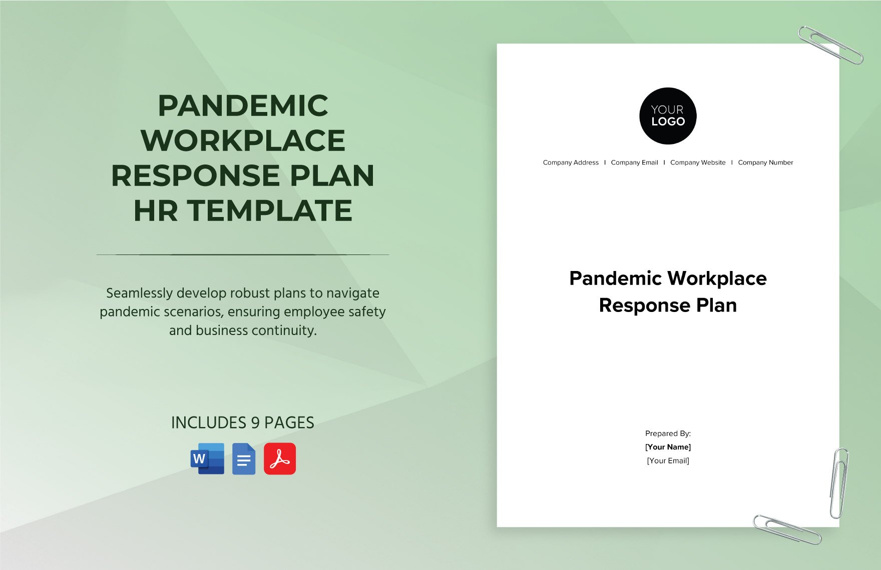 Pandemic Workplace Response Plan HR Template in Word, Google Docs, PDF