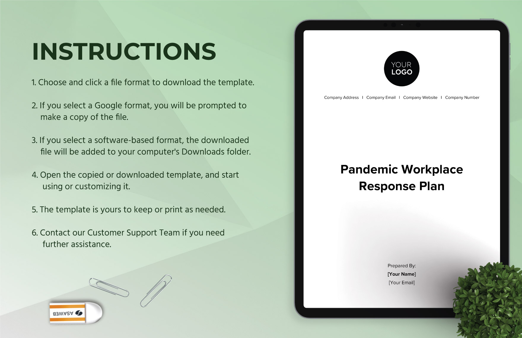 Pandemic Workplace Response Plan HR Template
