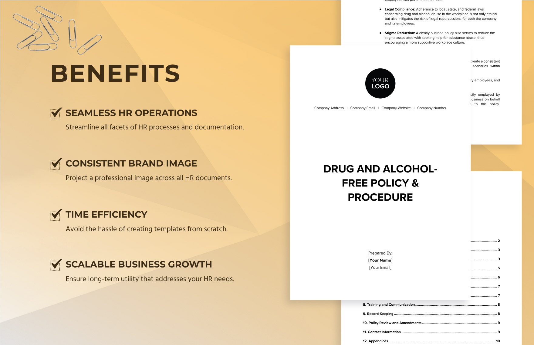 Drug and Alcohol-Free Workplace Policy & Procedure HR Template