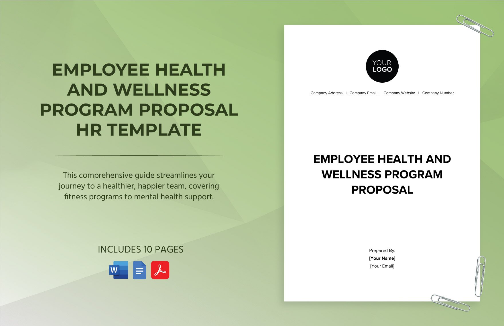 Employee Health and Wellness Program Proposal HR Template