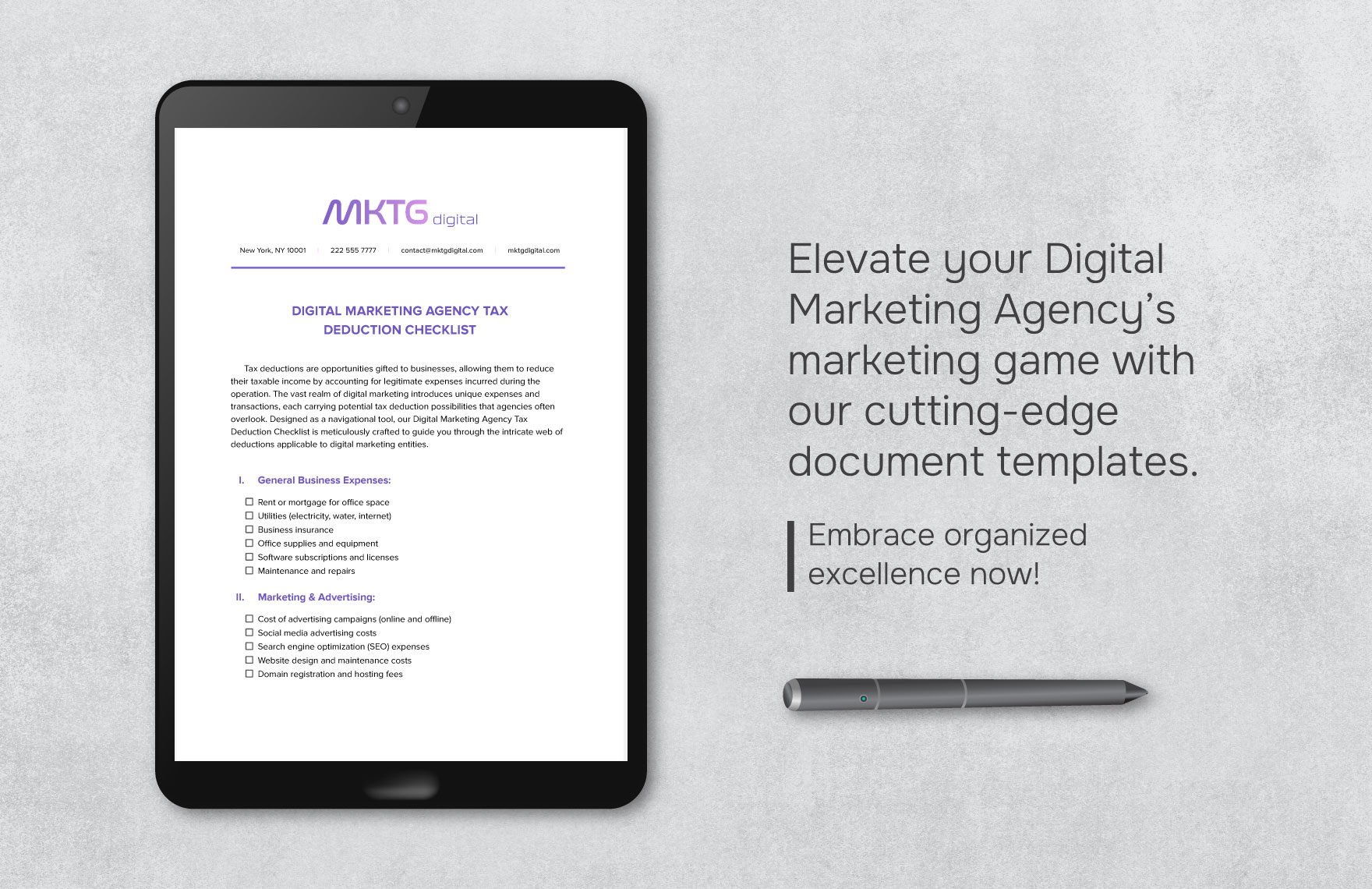 Digital Marketing Agency Tax Deduction Checklist Template