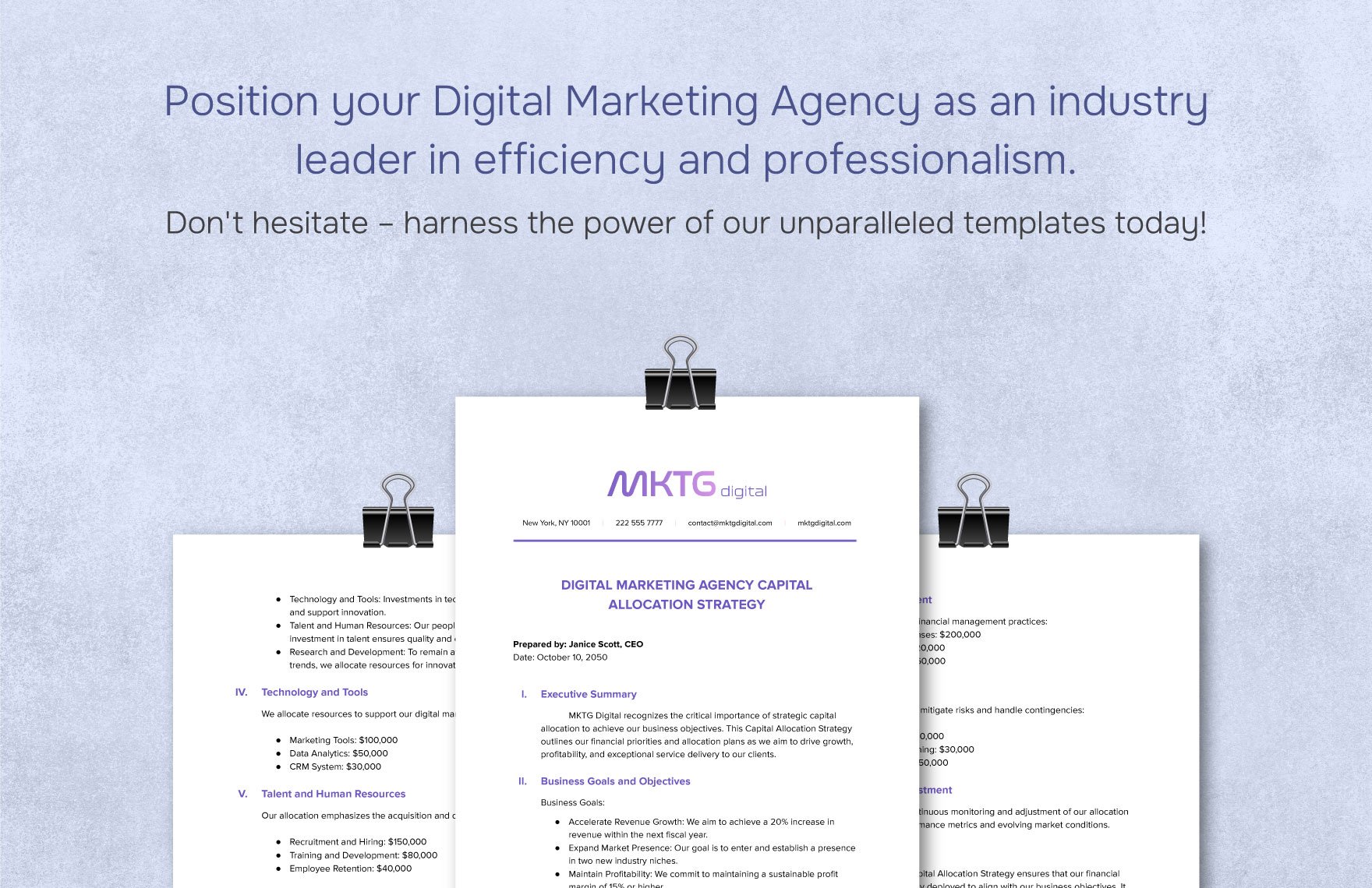 Digital Marketing Agency Capital Allocation Strategy Template